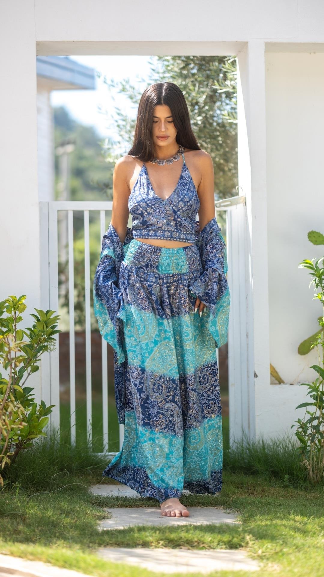 İpek Pantolon Crop Kimono