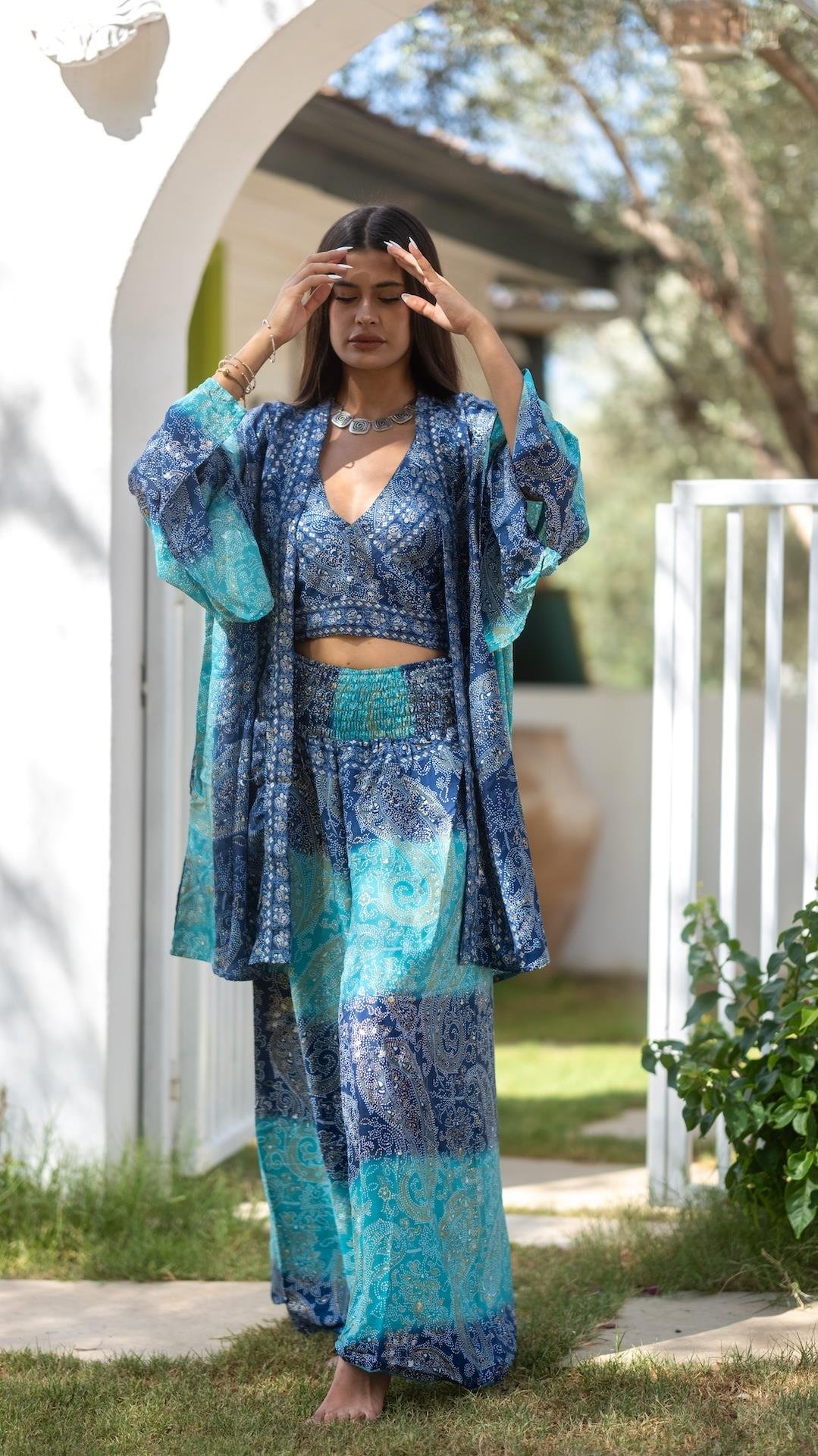 İpek Pantolon Crop Kimono