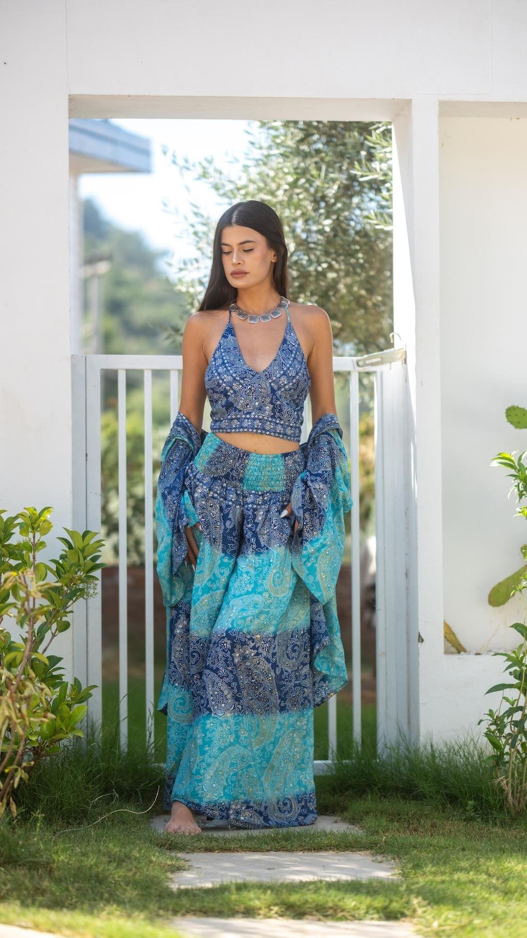 İpek Pantolon Crop Kimono