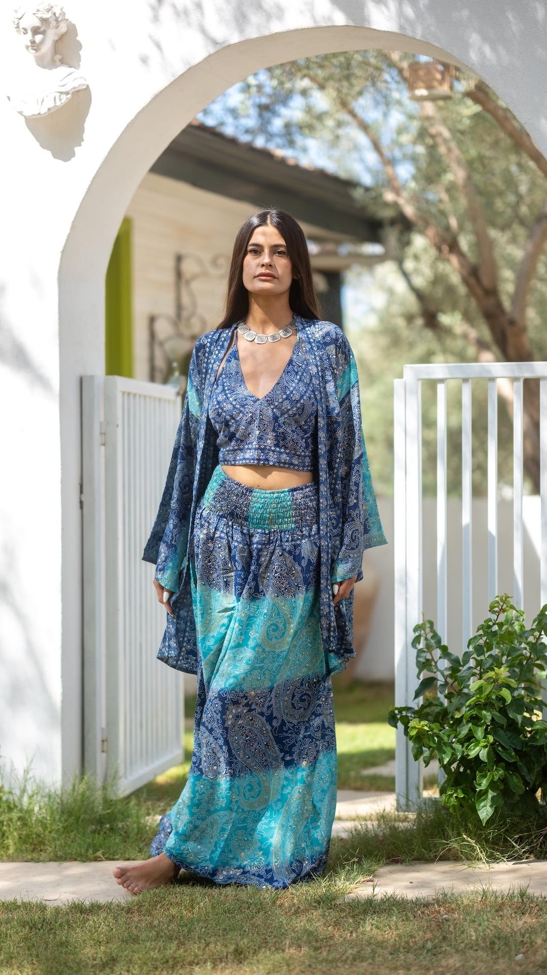 İpek Pantolon Crop Kimono