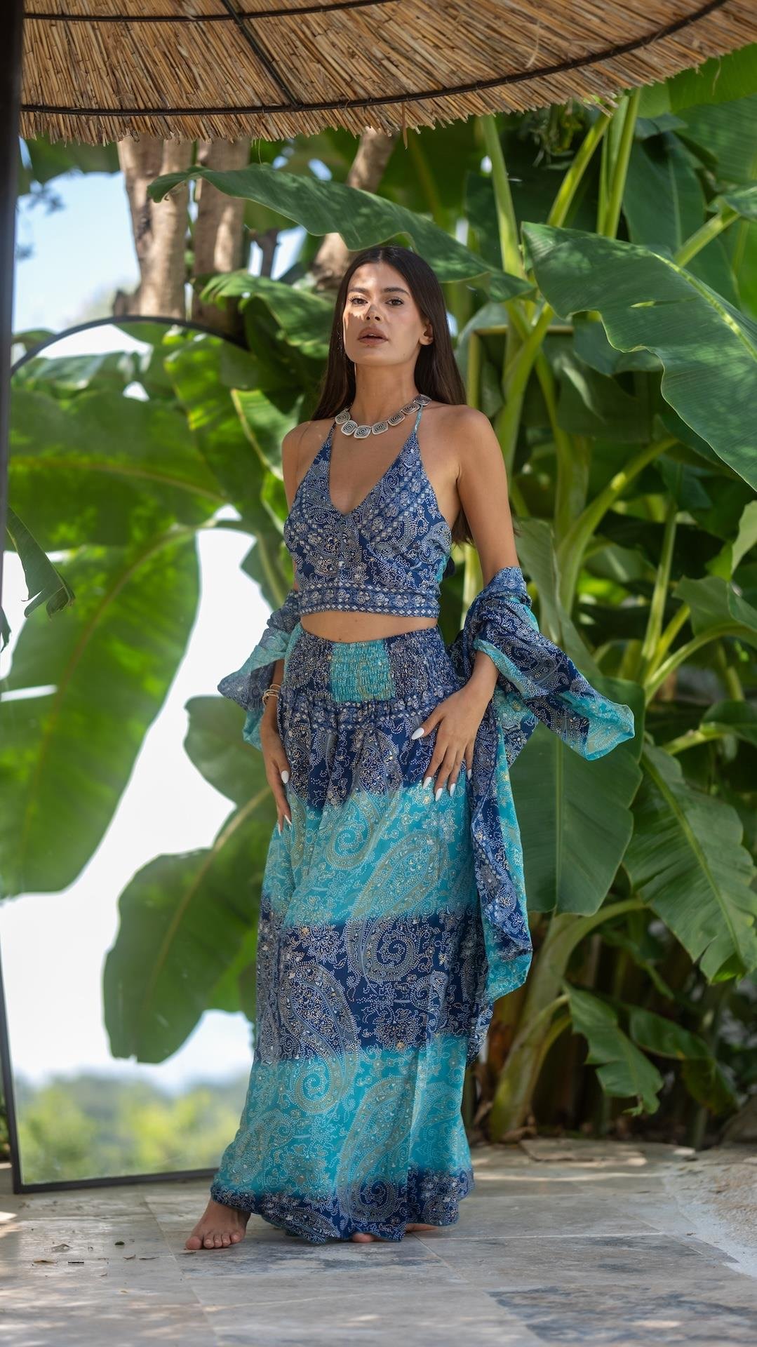 İpek Pantolon Crop Kimono