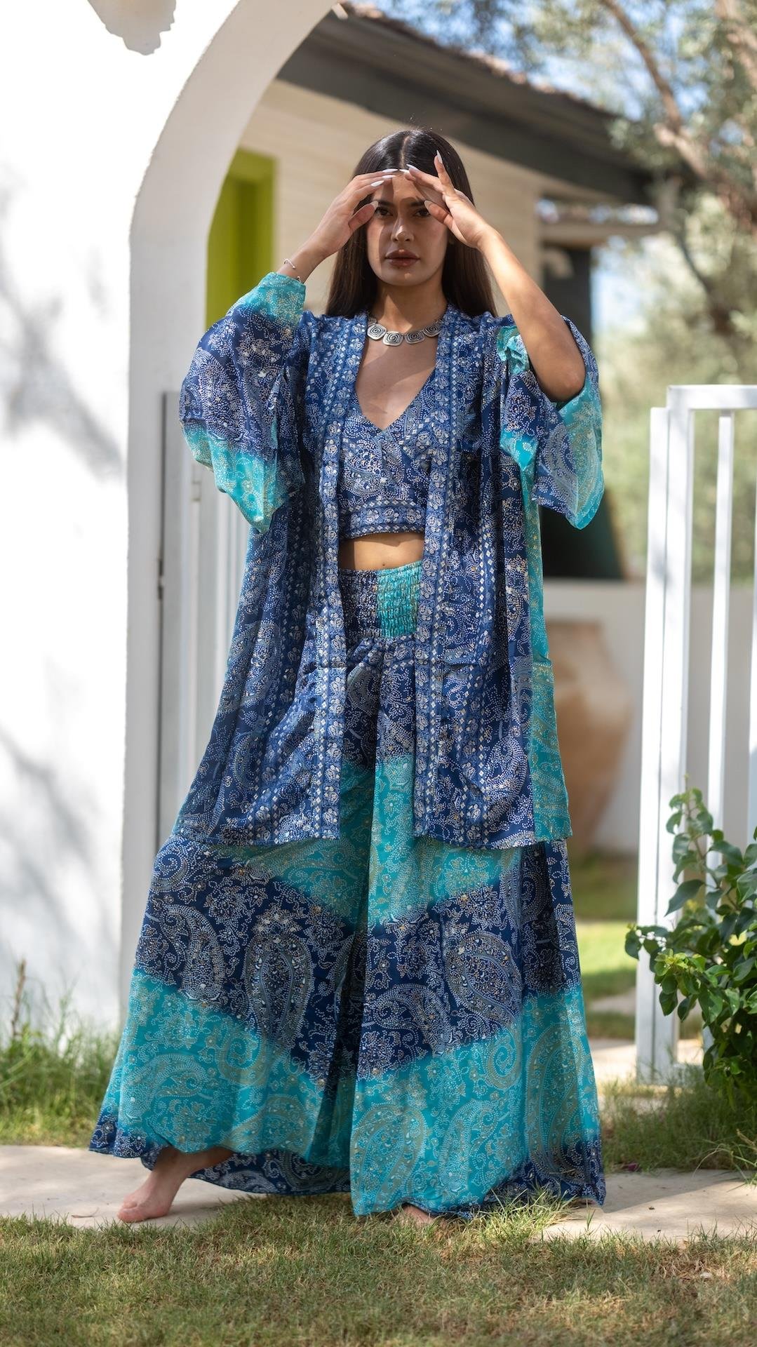 İpek Pantolon Crop Kimono