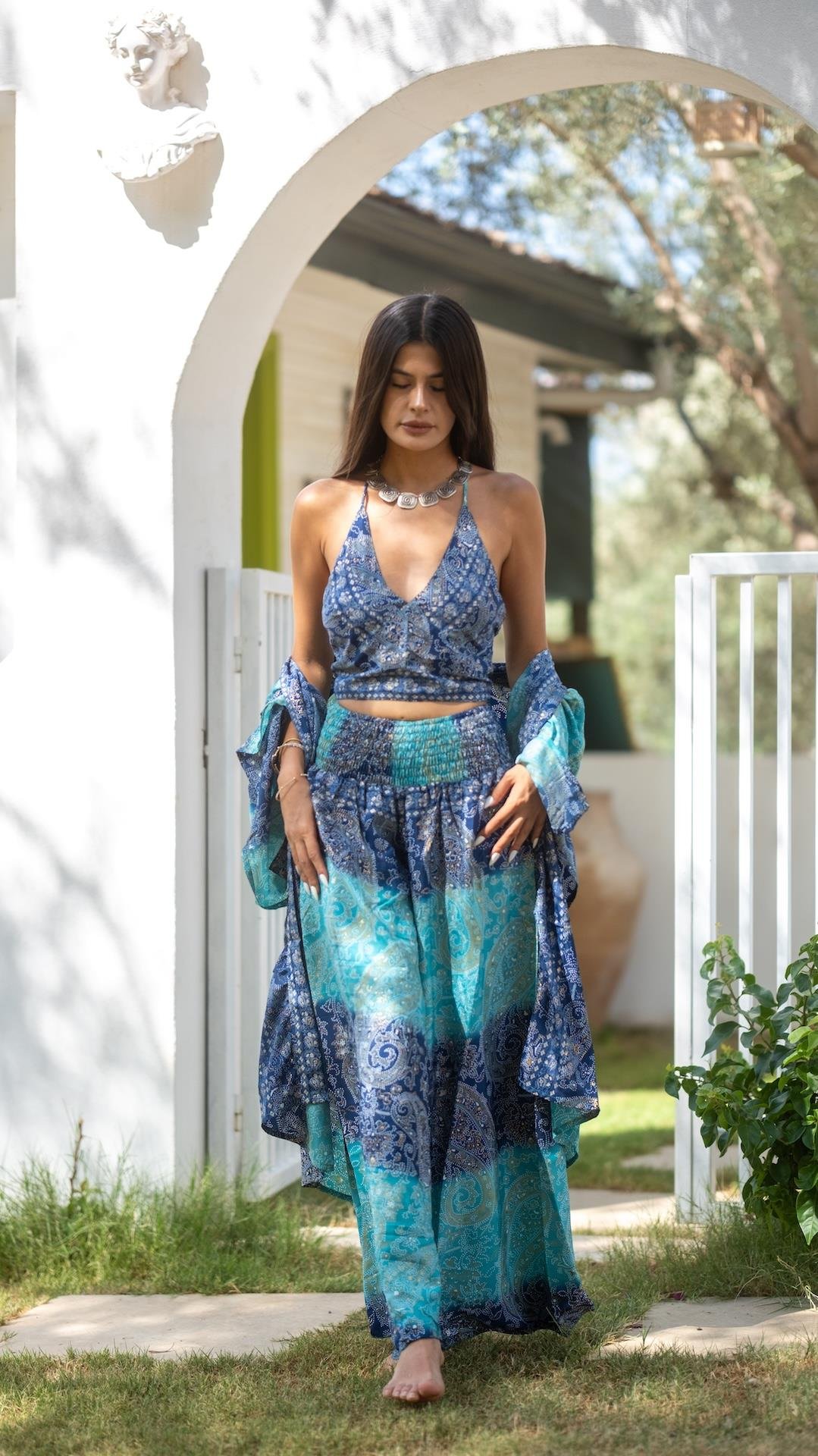 İpek Pantolon Crop Kimono