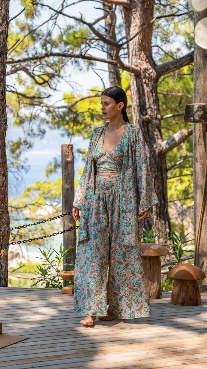 İpek Pantolon Crop Kimono