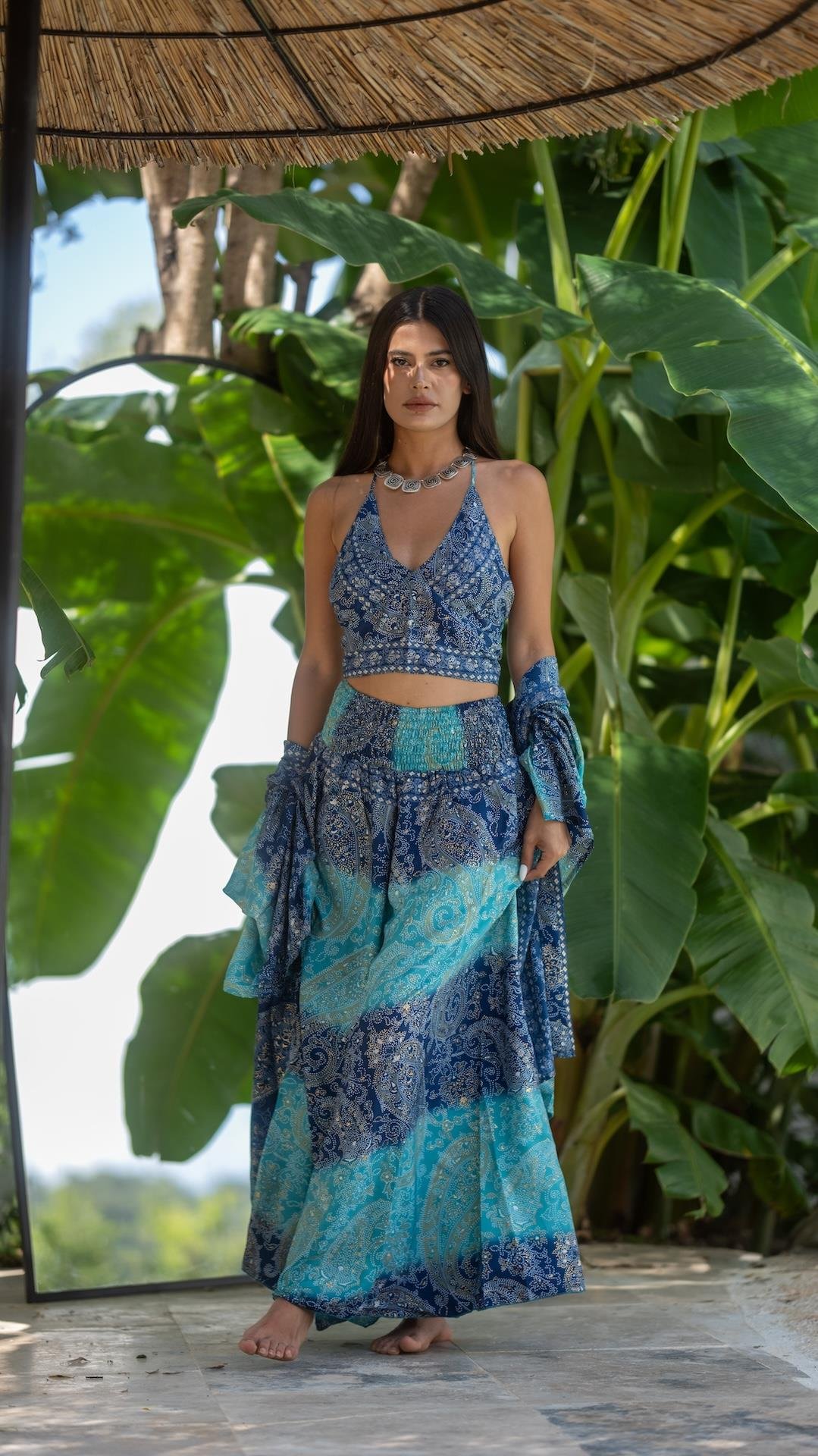 İpek Pantolon Crop Kimono