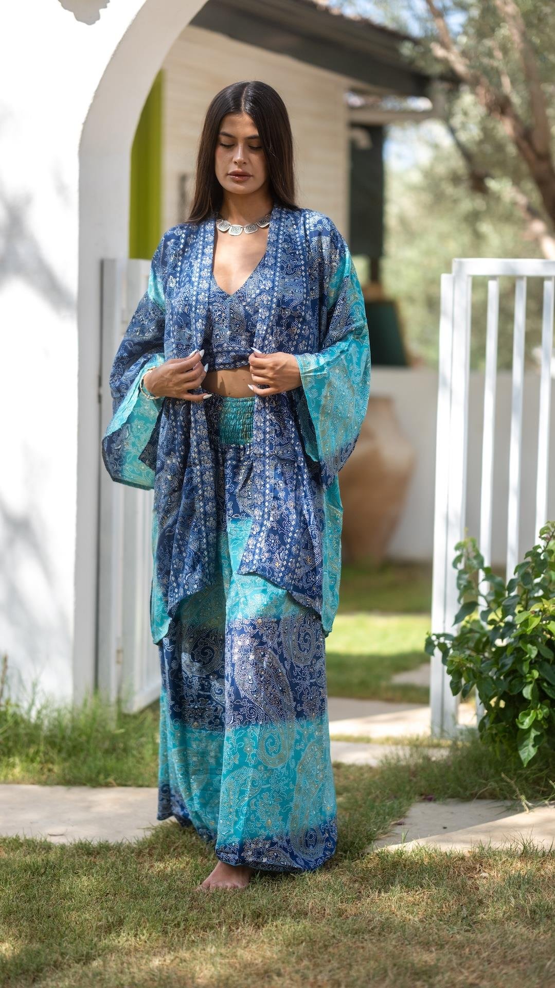 İpek Pantolon Crop Kimono