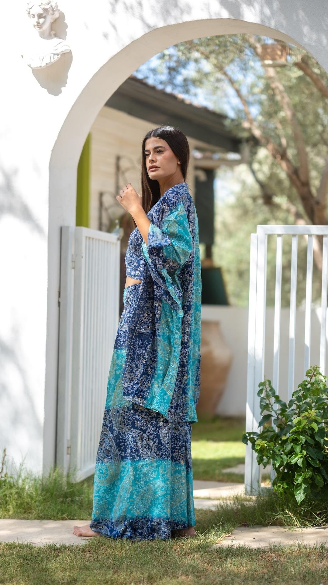 İpek Pantolon Crop Kimono