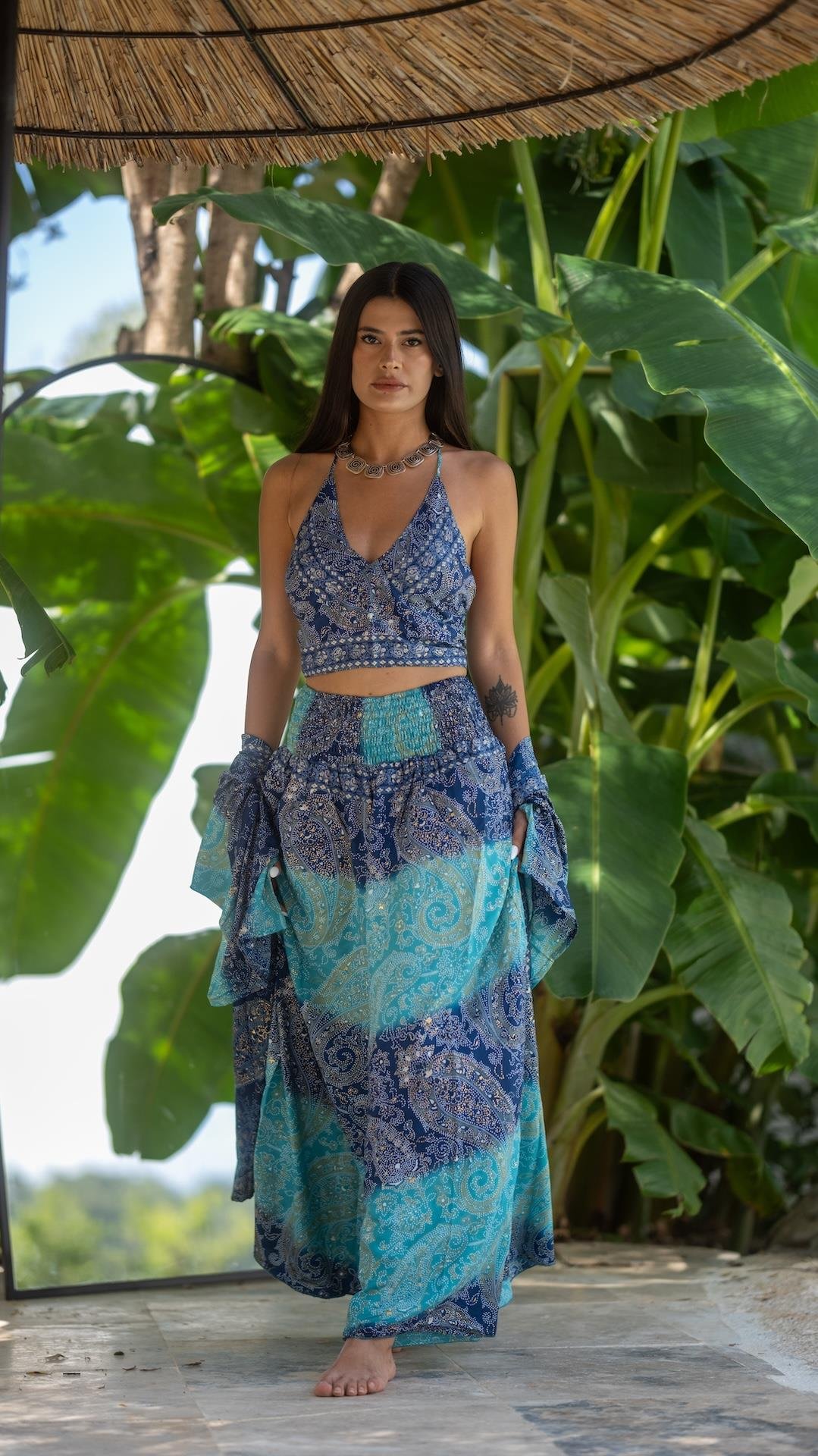 İpek Pantolon Crop Kimono