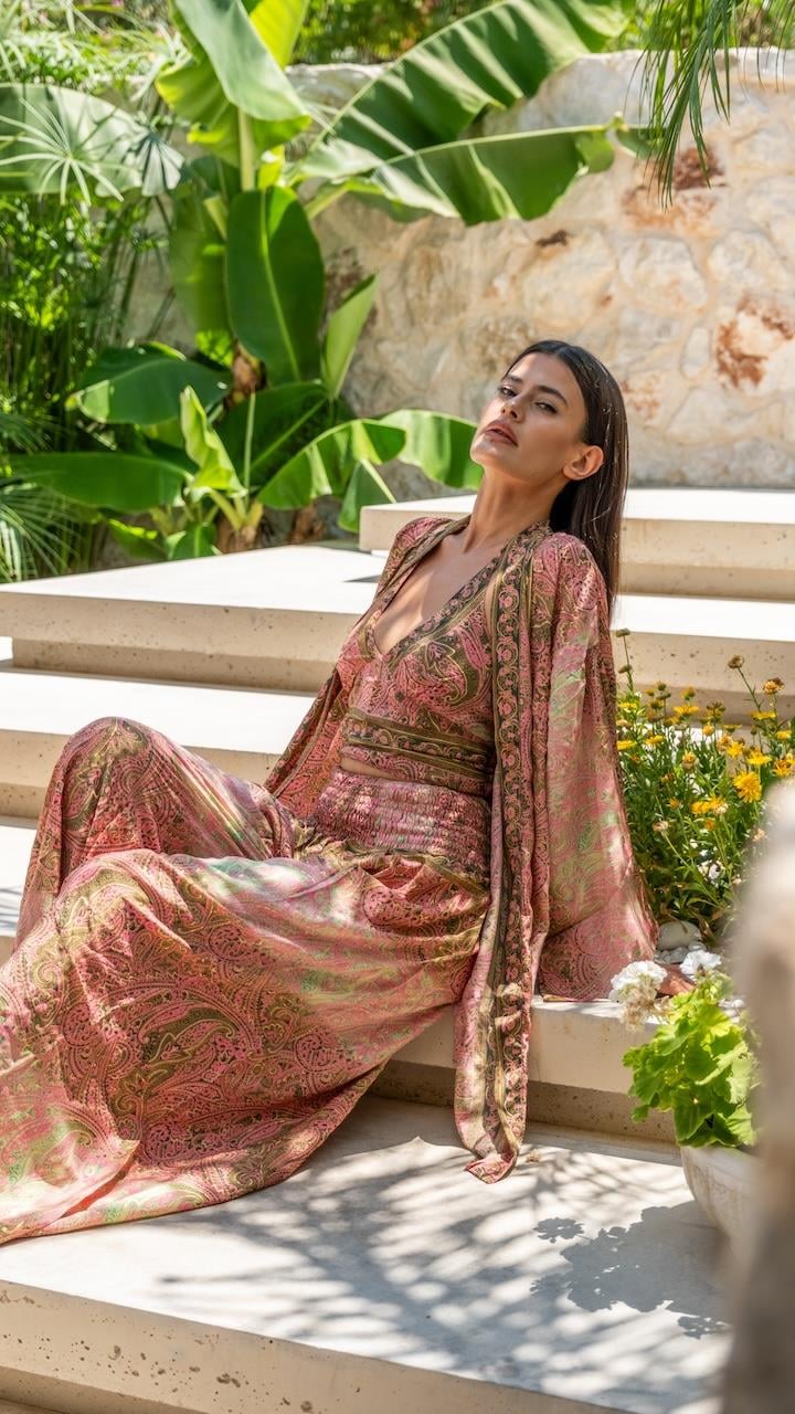 İpek Pantolon Crop Kimono