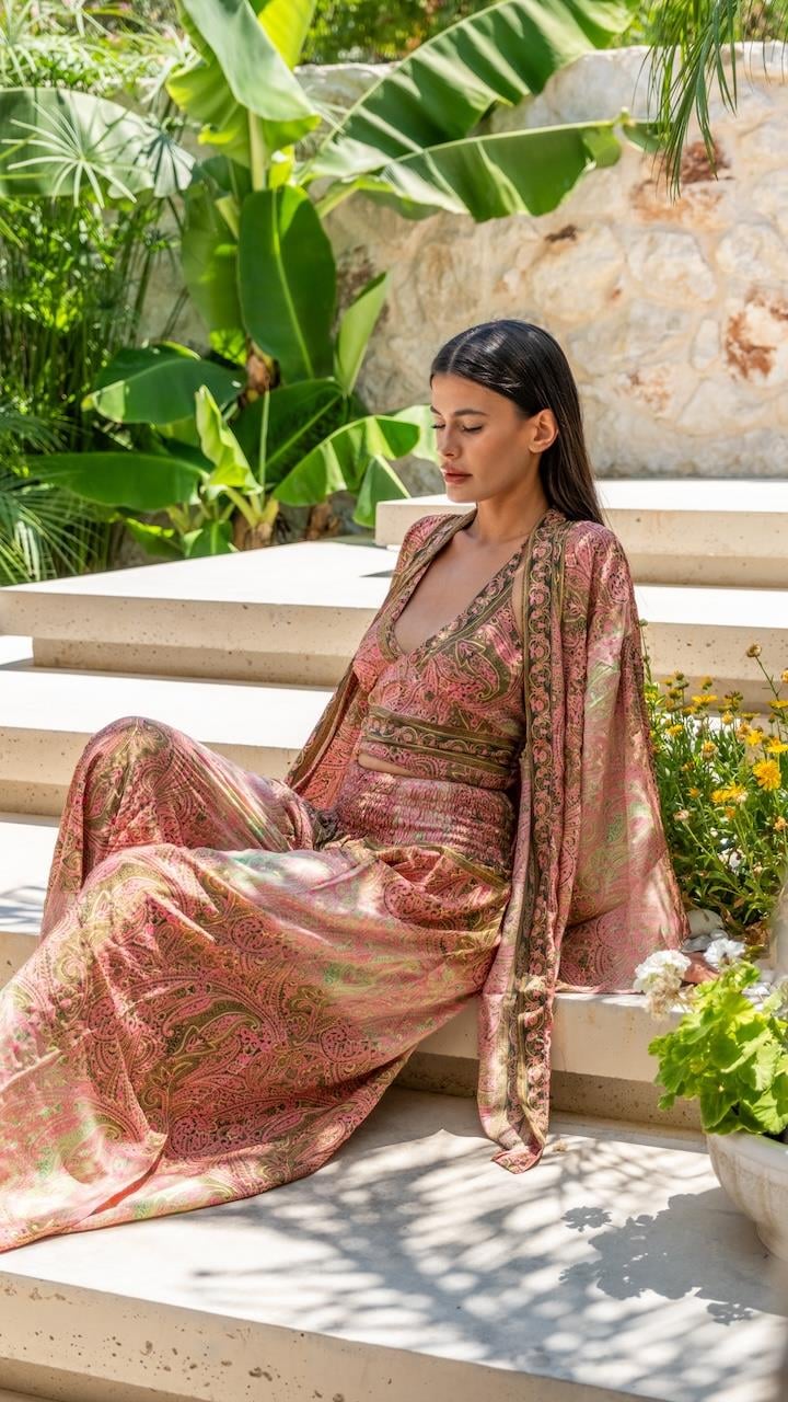 İpek Pantolon Crop Kimono