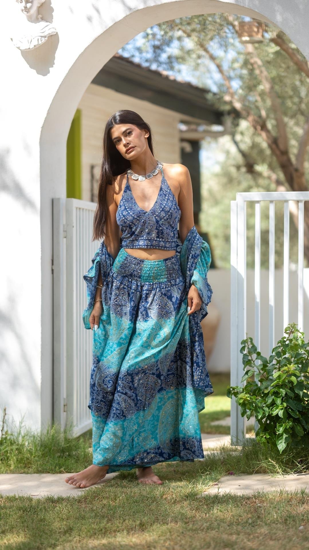 İpek Pantolon Crop Kimono