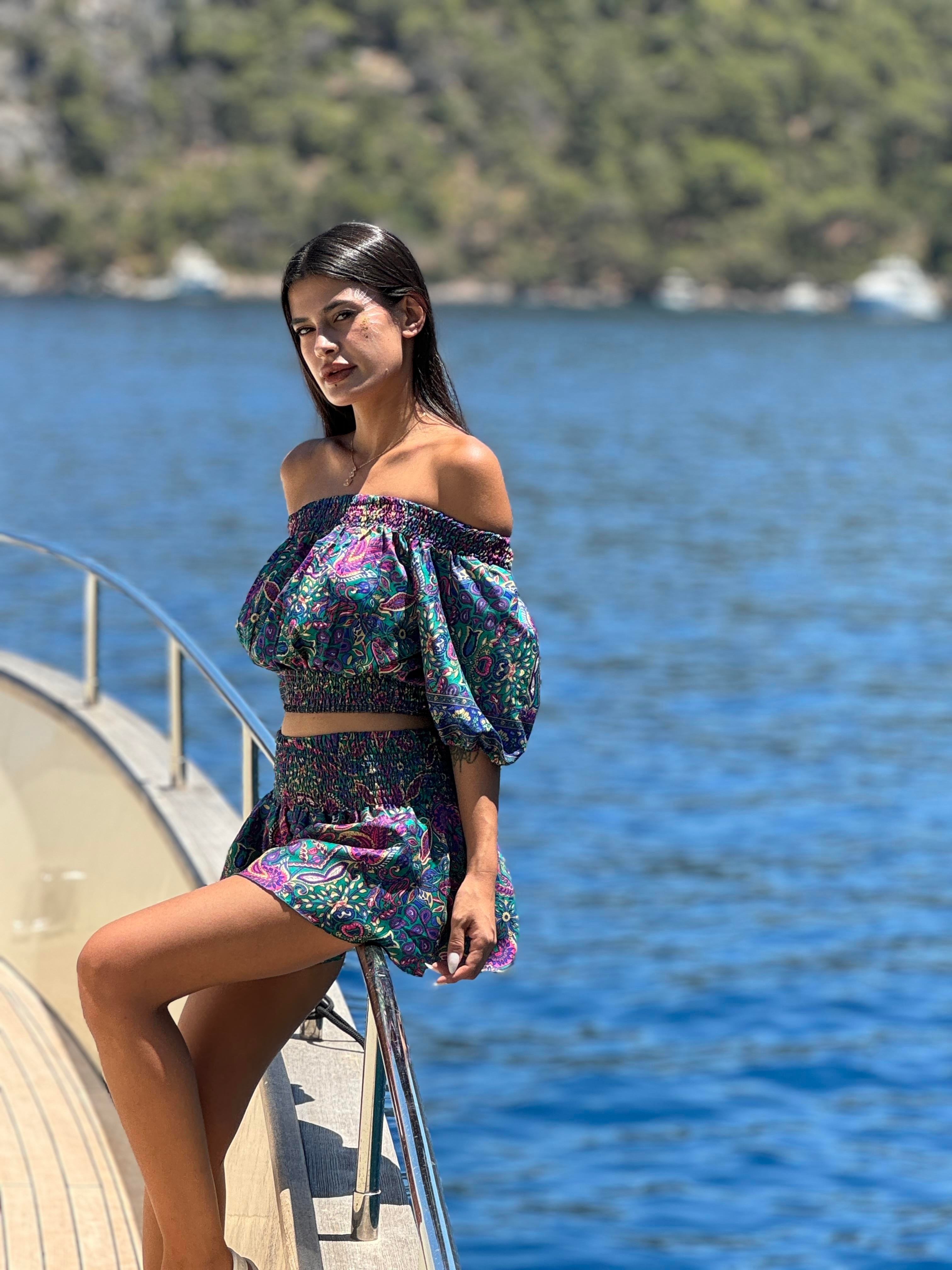 İpek Şort Crop Takım