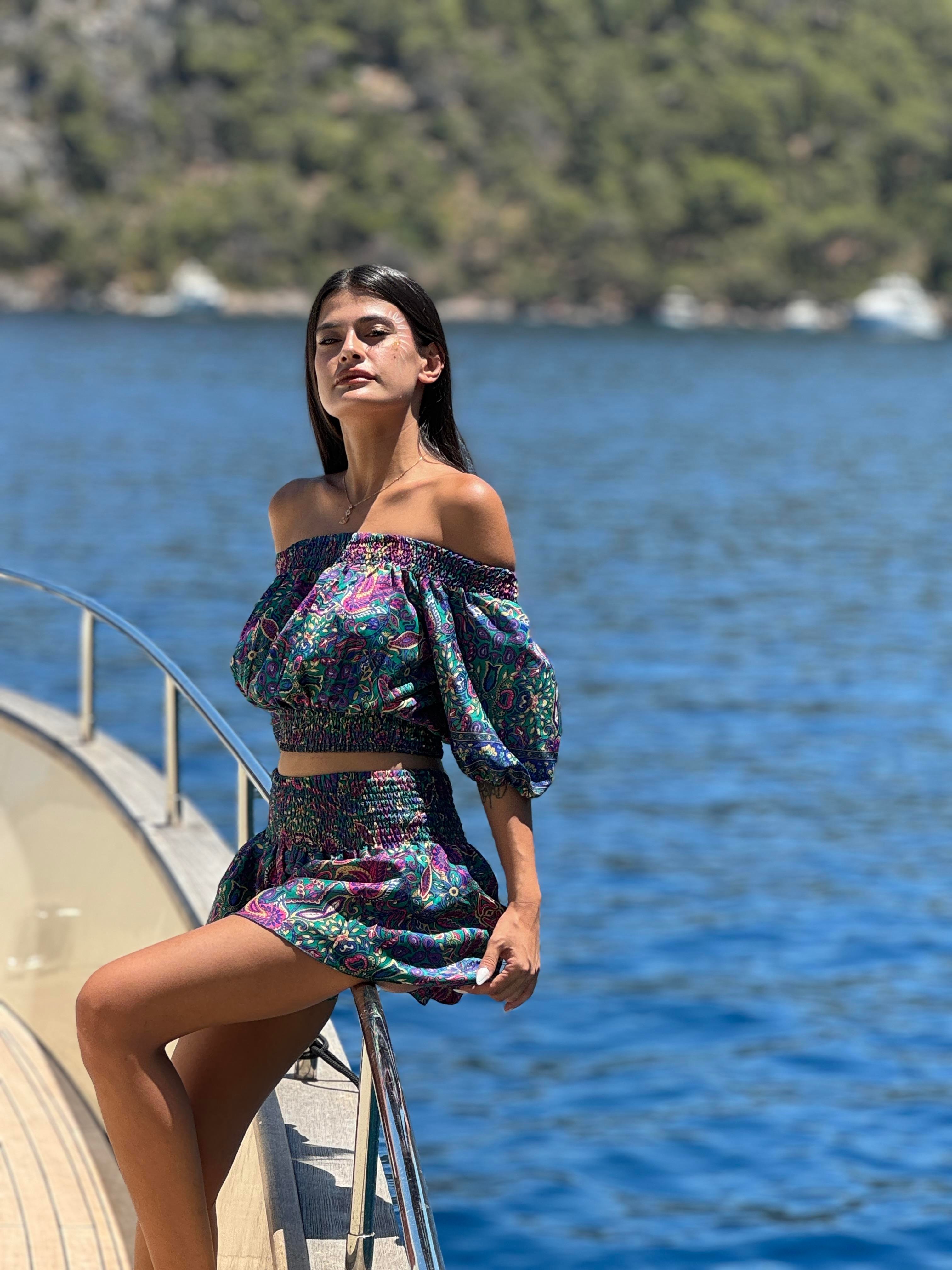 İpek Şort Crop Takım