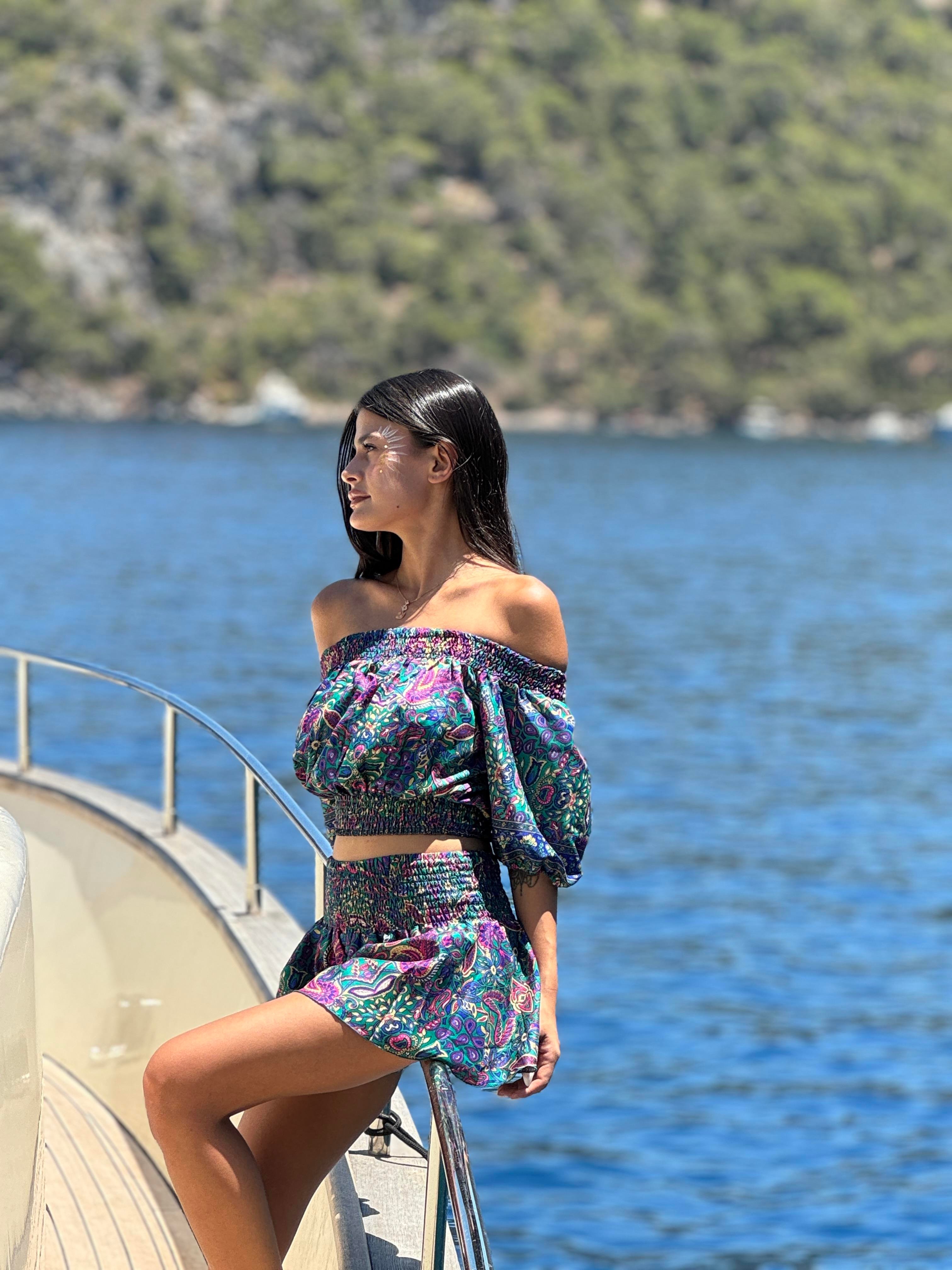 İpek Şort Crop Takım