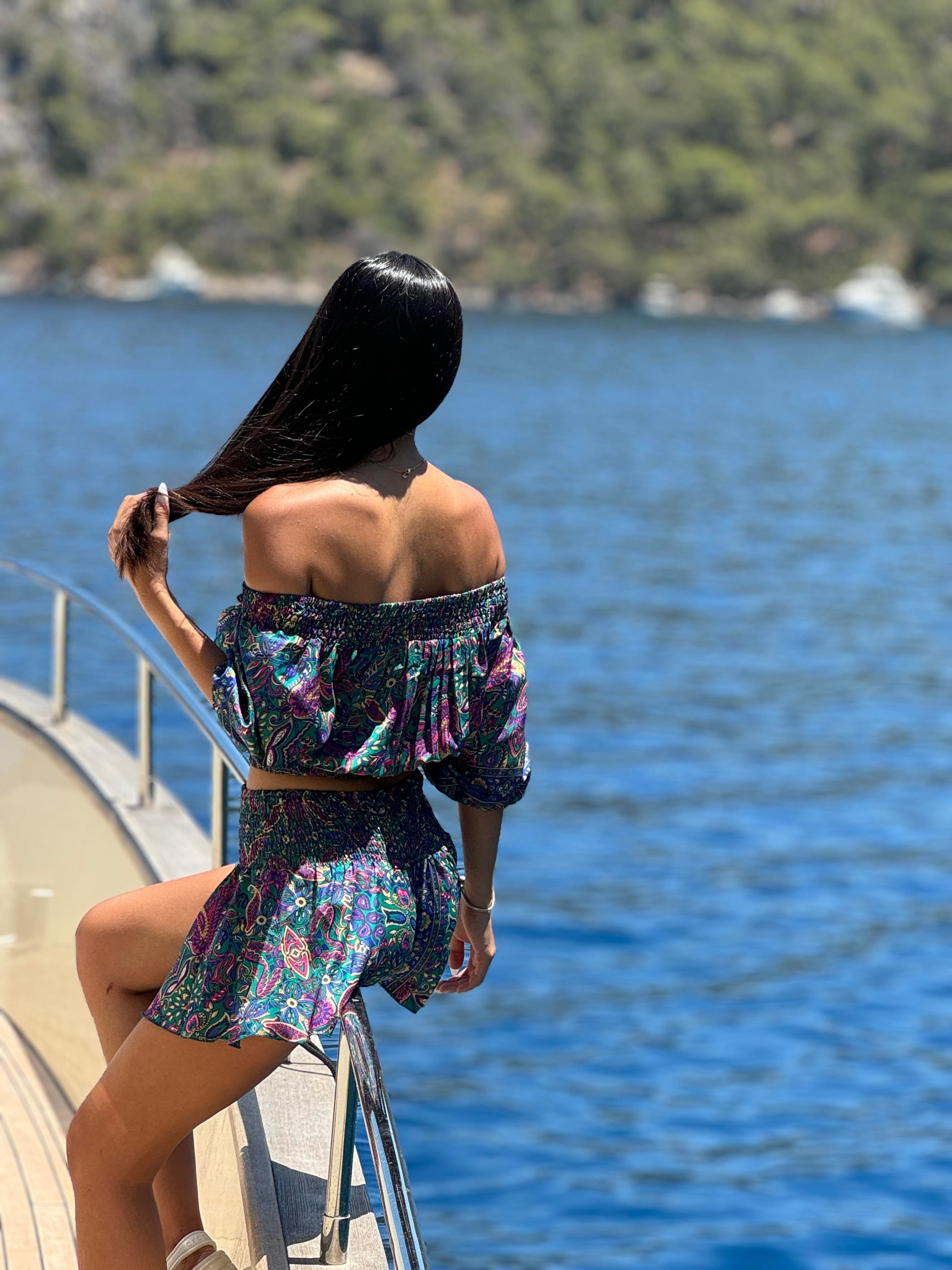 İpek Şort Crop Takım