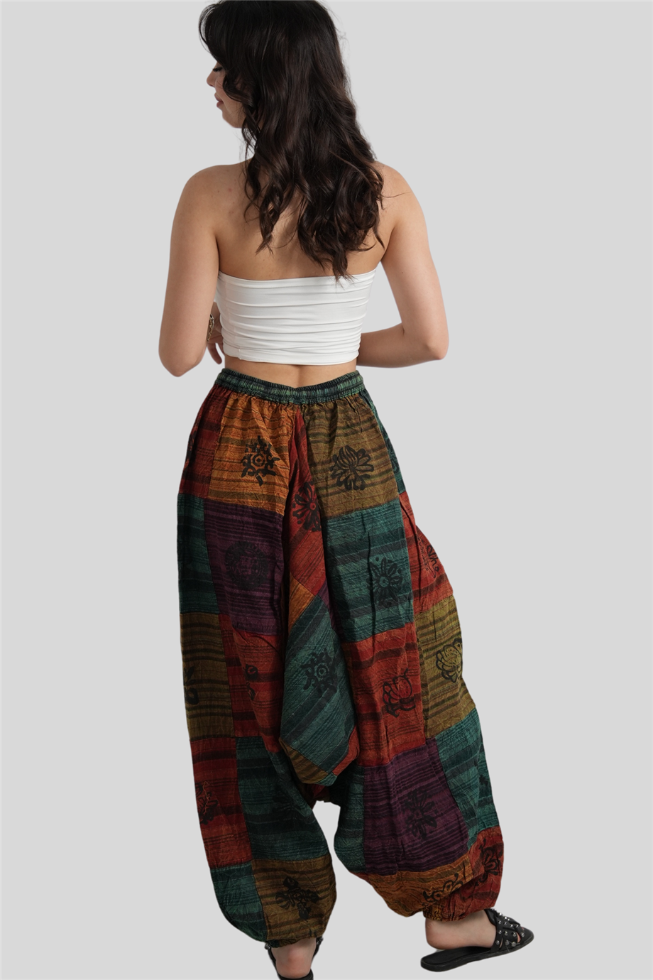 Kırmızı Unisex Nepal Patchwork Şalvar