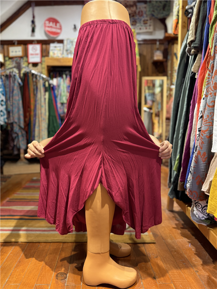 Koyu Fuşya Salaş Bol Paça Beli Lastikli Pantolon