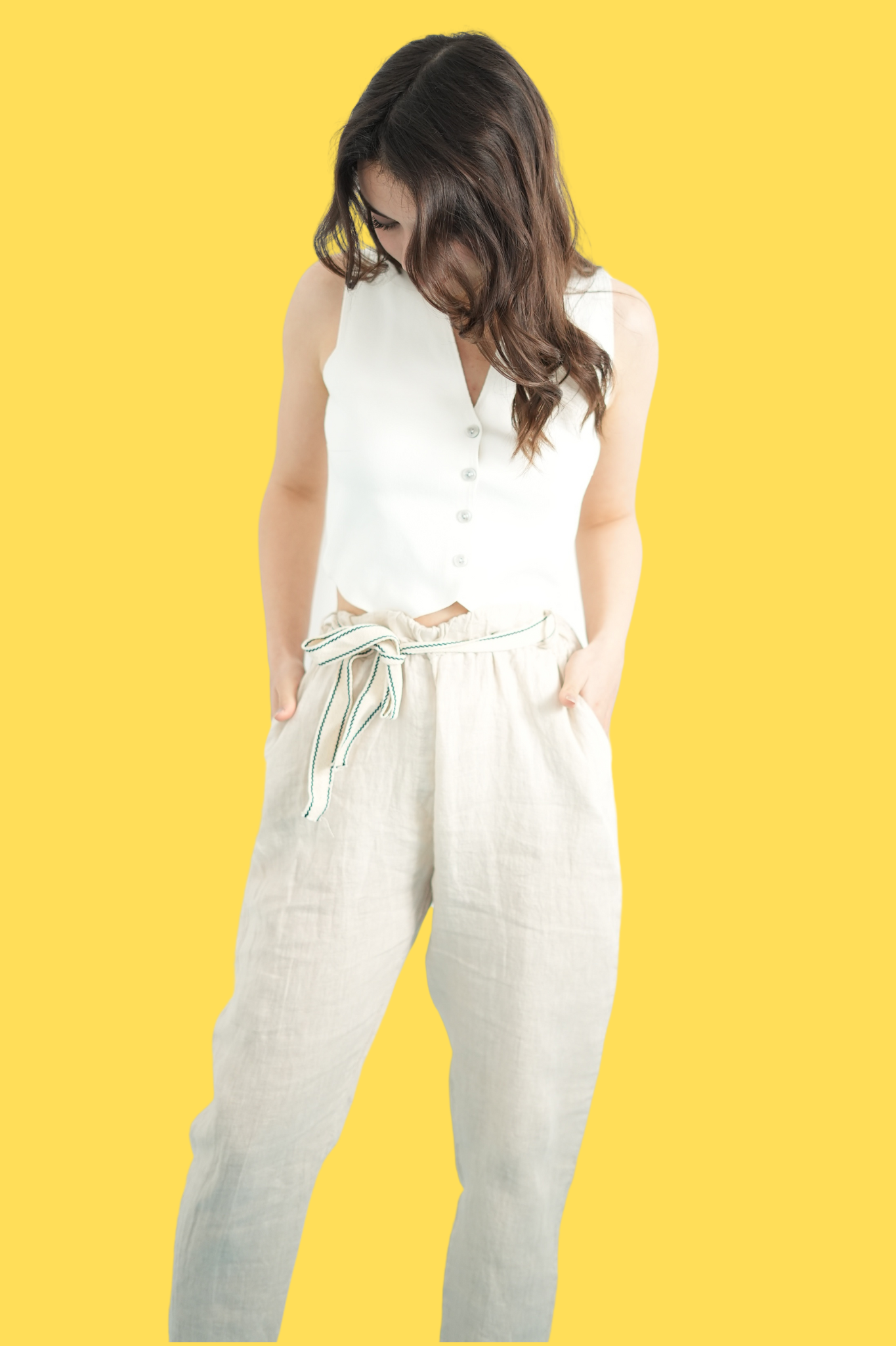 Krem İtalyan Keten Pantolon