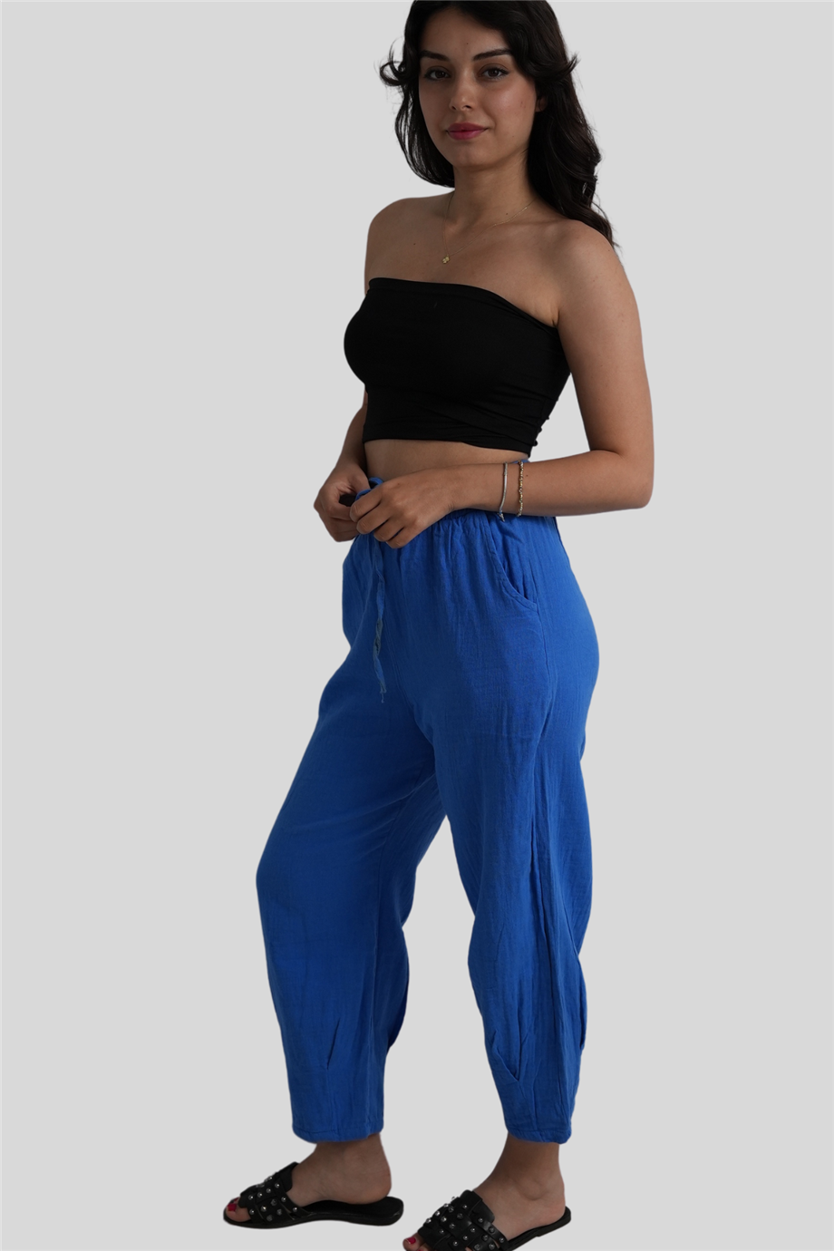 Mavi Beli Lastikli Pantolon