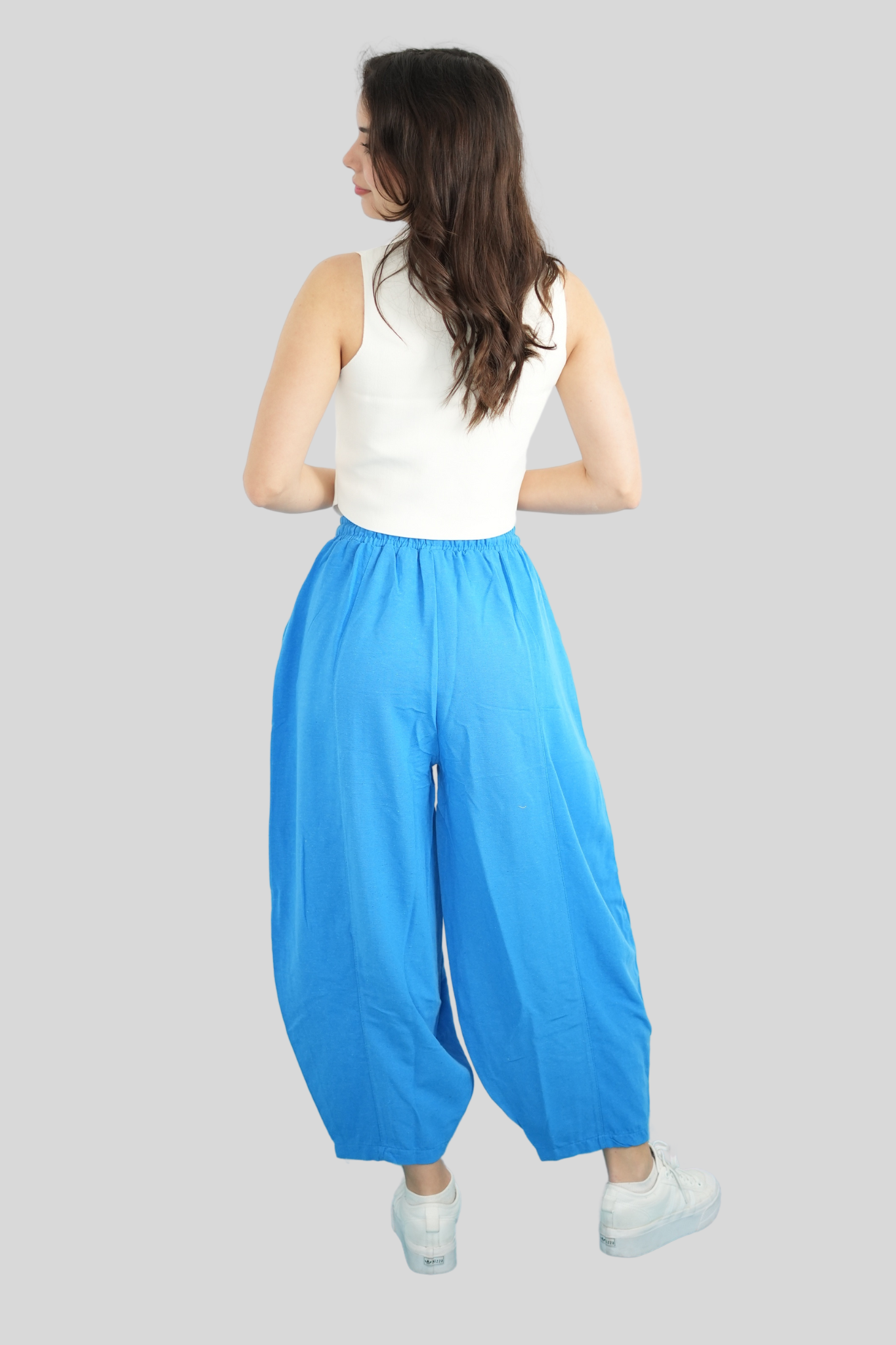 Mavi Beli Lastikli Salaş Pantolon