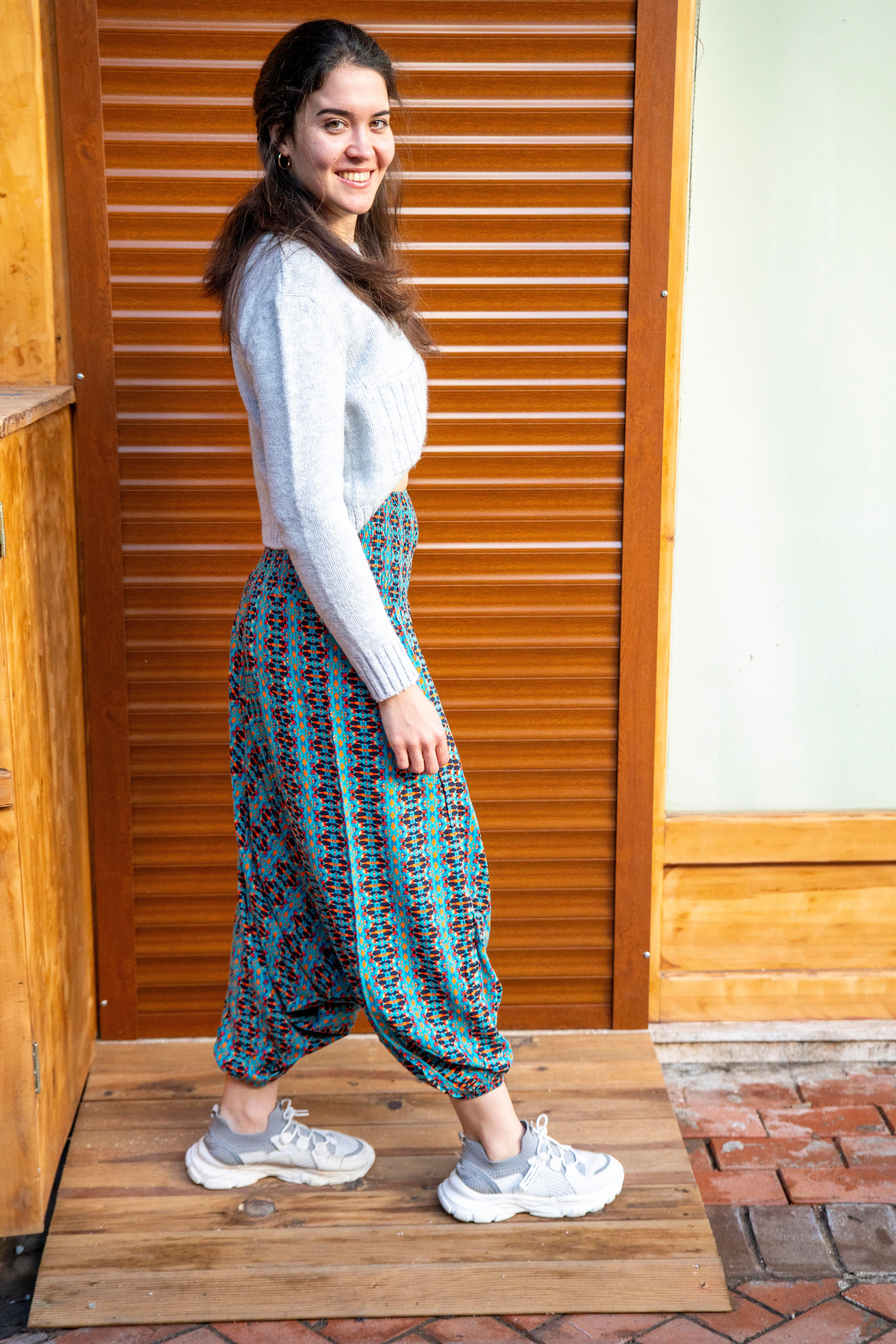 Mavi Harmoni Gipe Bel Detaylı Şalvar