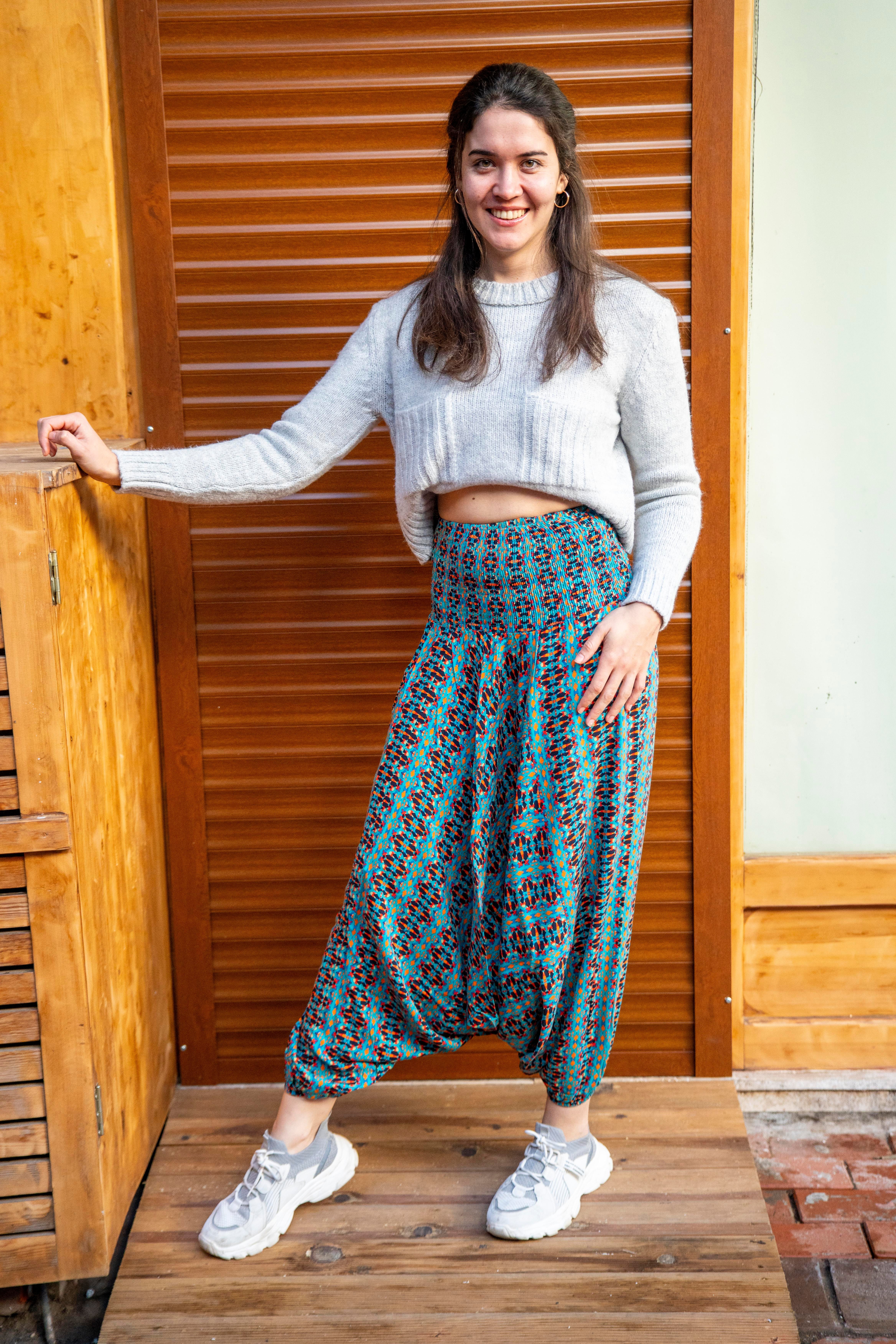 Mavi Harmoni Gipe Bel Detaylı Şalvar