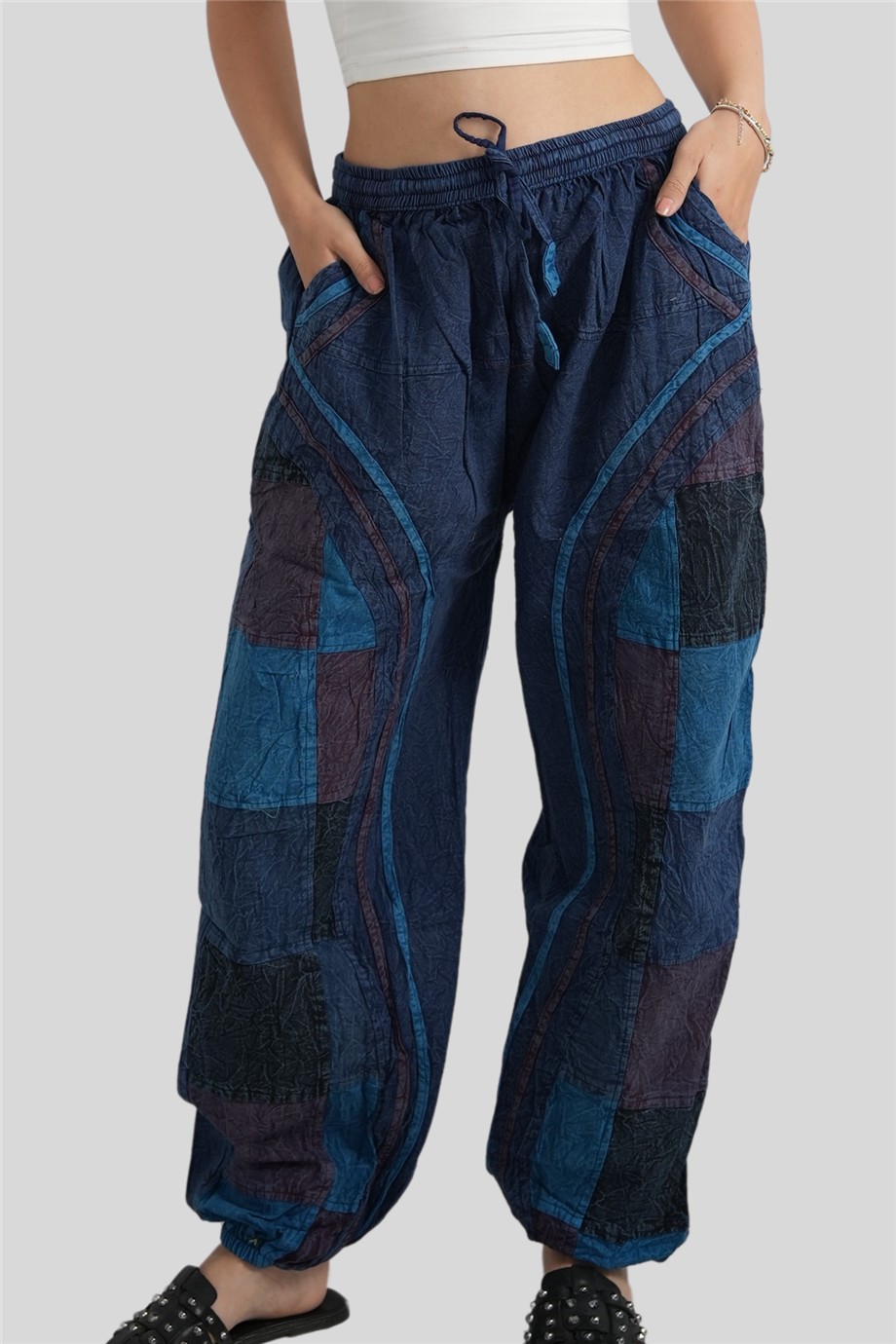 Mavi Unisex Bohem Nepal Patchwork Pantolon
