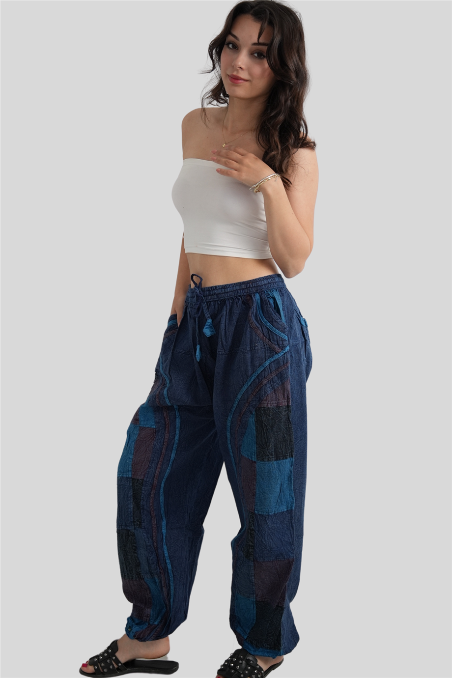 Mavi Unisex Bohem Nepal Patchwork Pantolon