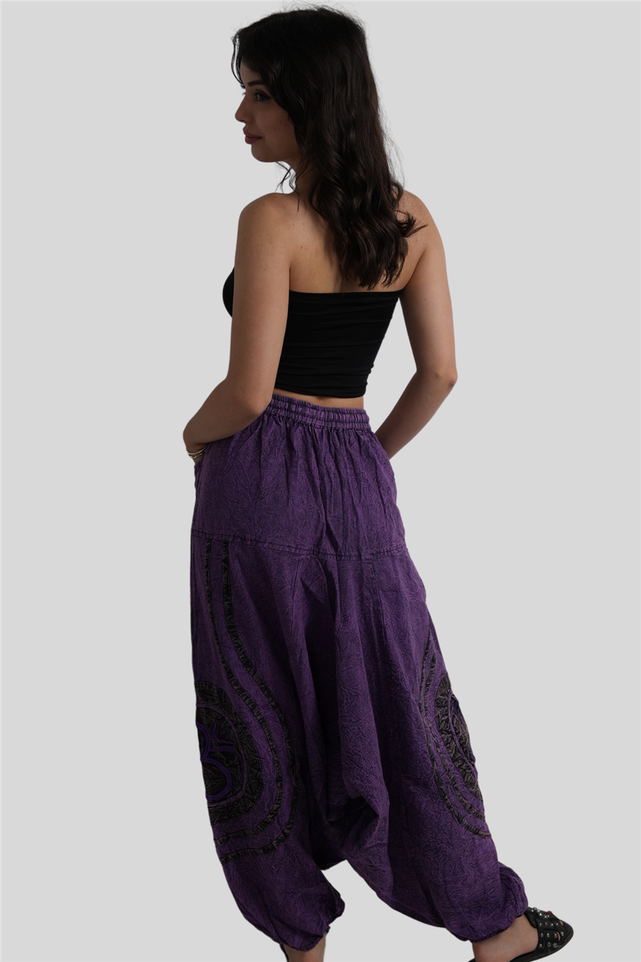 Mor Renk Unisex Bohem Nepal Şalvar