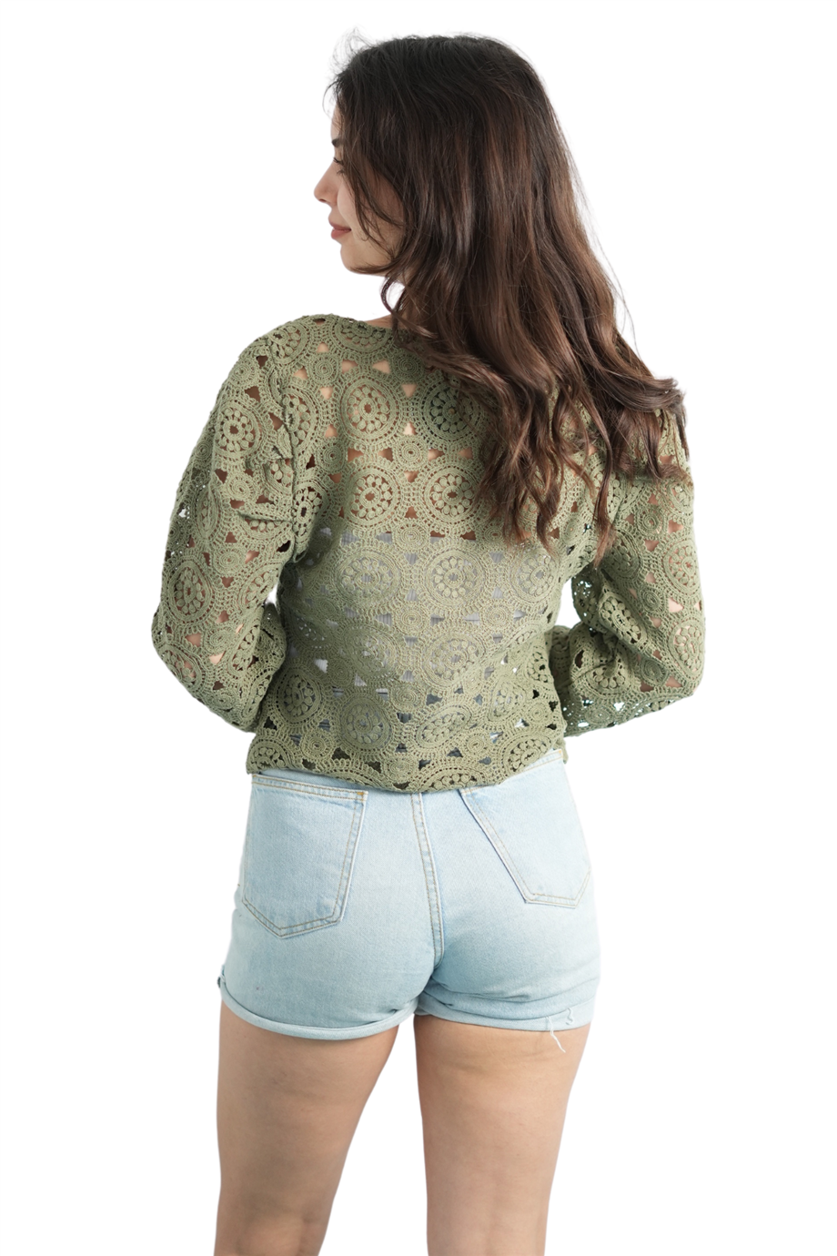 Özel Tasarım Haki Dantel Bluz