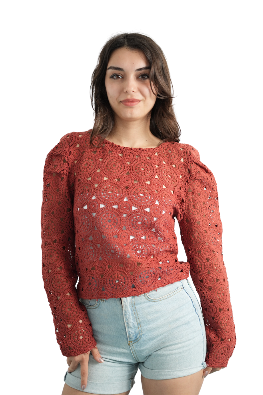 Özel Tasarım Kiremit Dantel Bluz