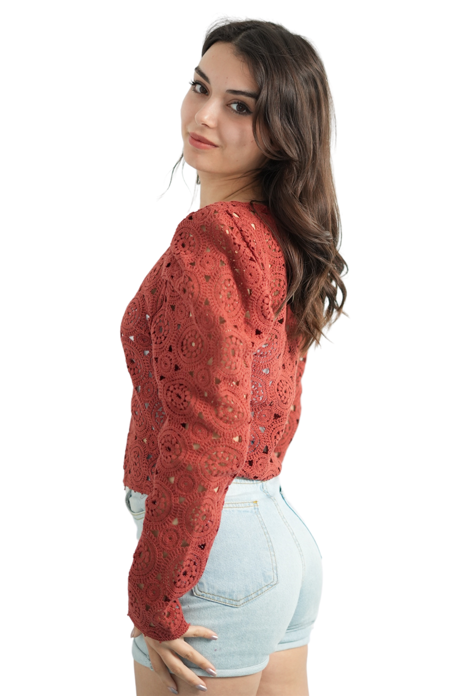 Özel Tasarım Kiremit Dantel Bluz