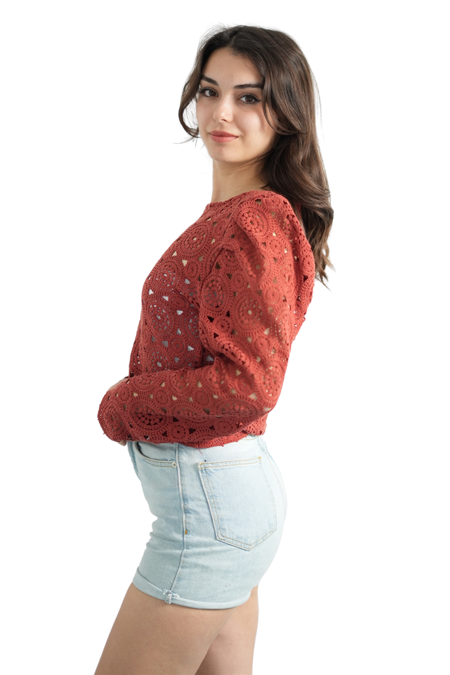 Özel Tasarım Kiremit Dantel Bluz