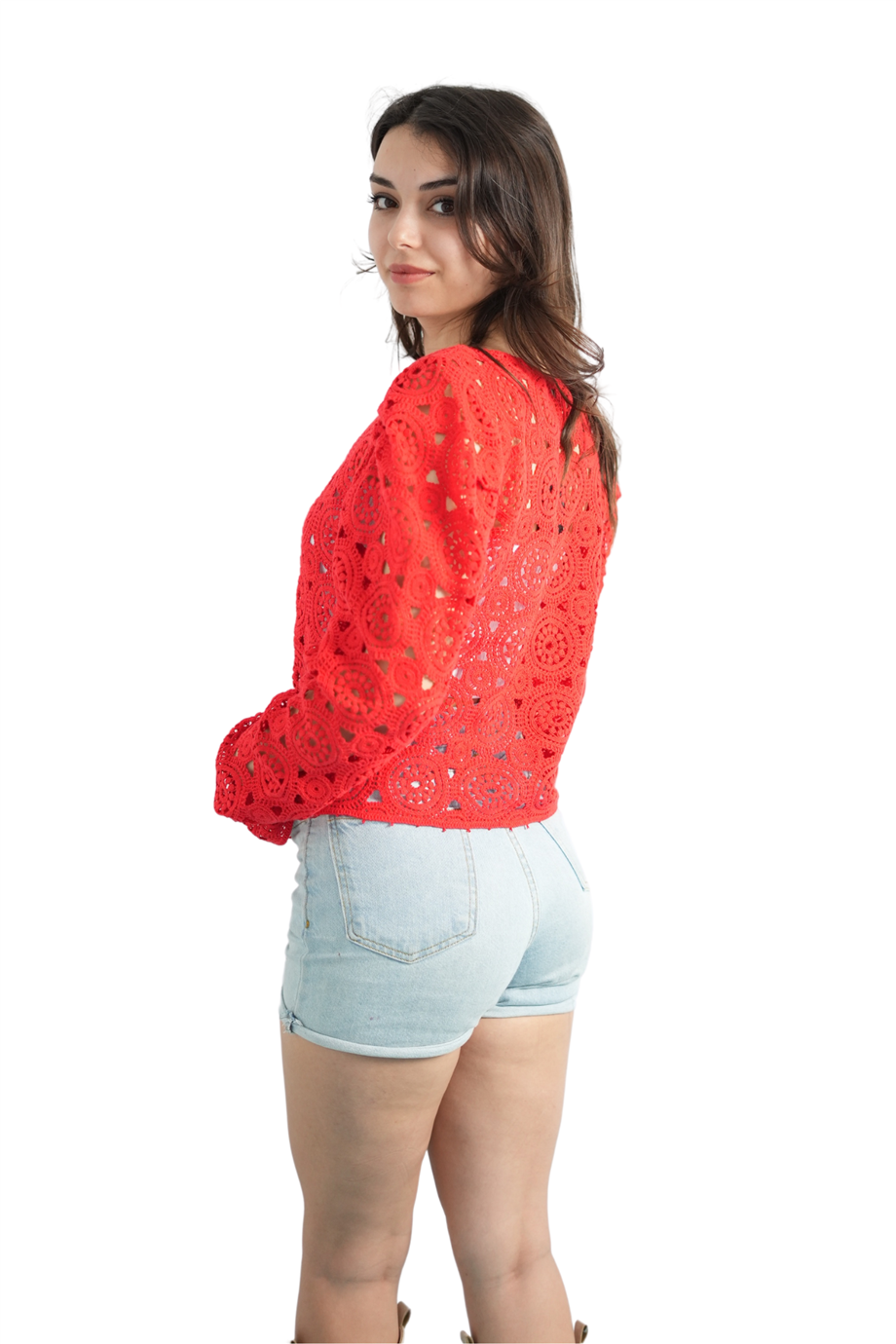 Özel Tasarım Kırmızı Dantel Bluz