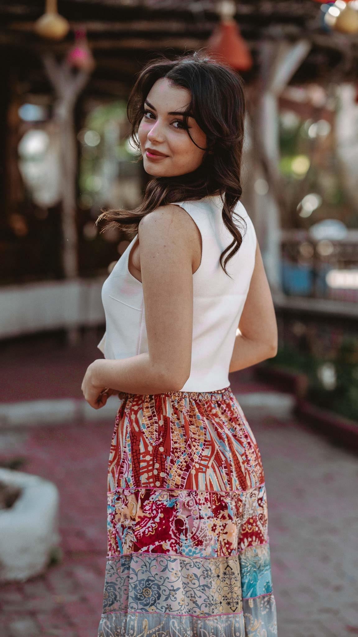 Pembe Bohem Patchwork Palazzo İpek Pantolon