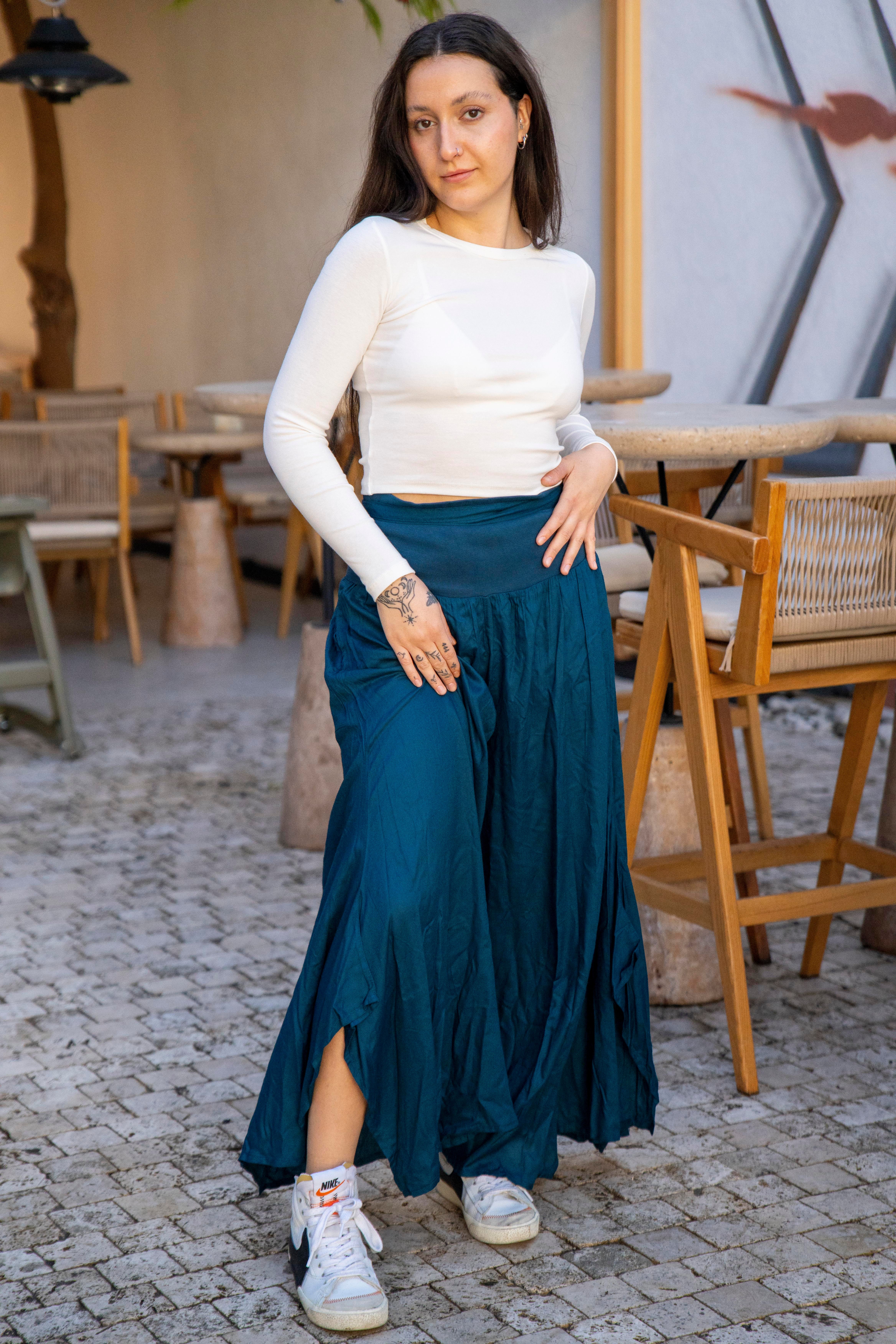 Petrol Mavisi Bohem Pantolon