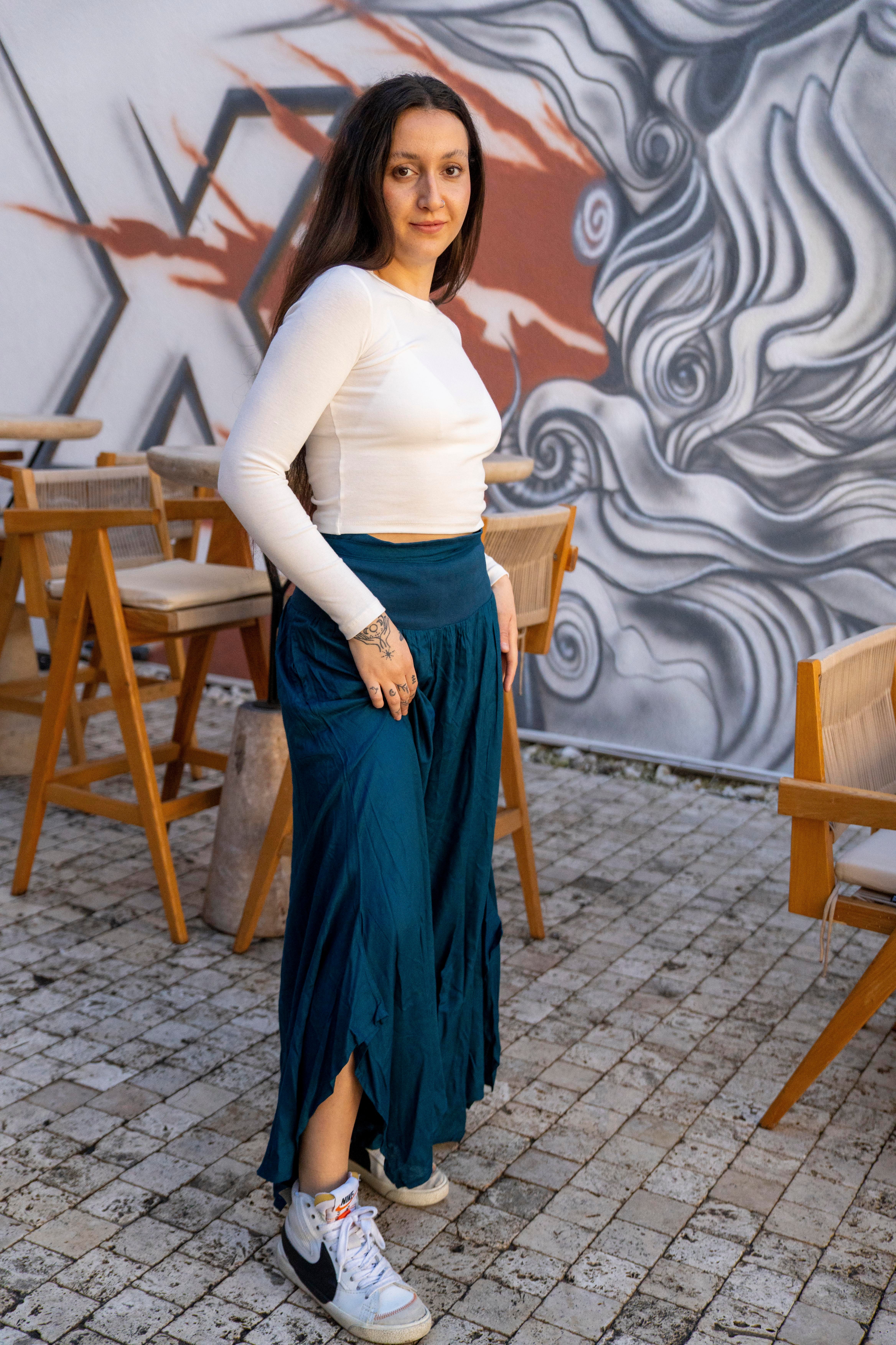 Petrol Mavisi Bohem Pantolon