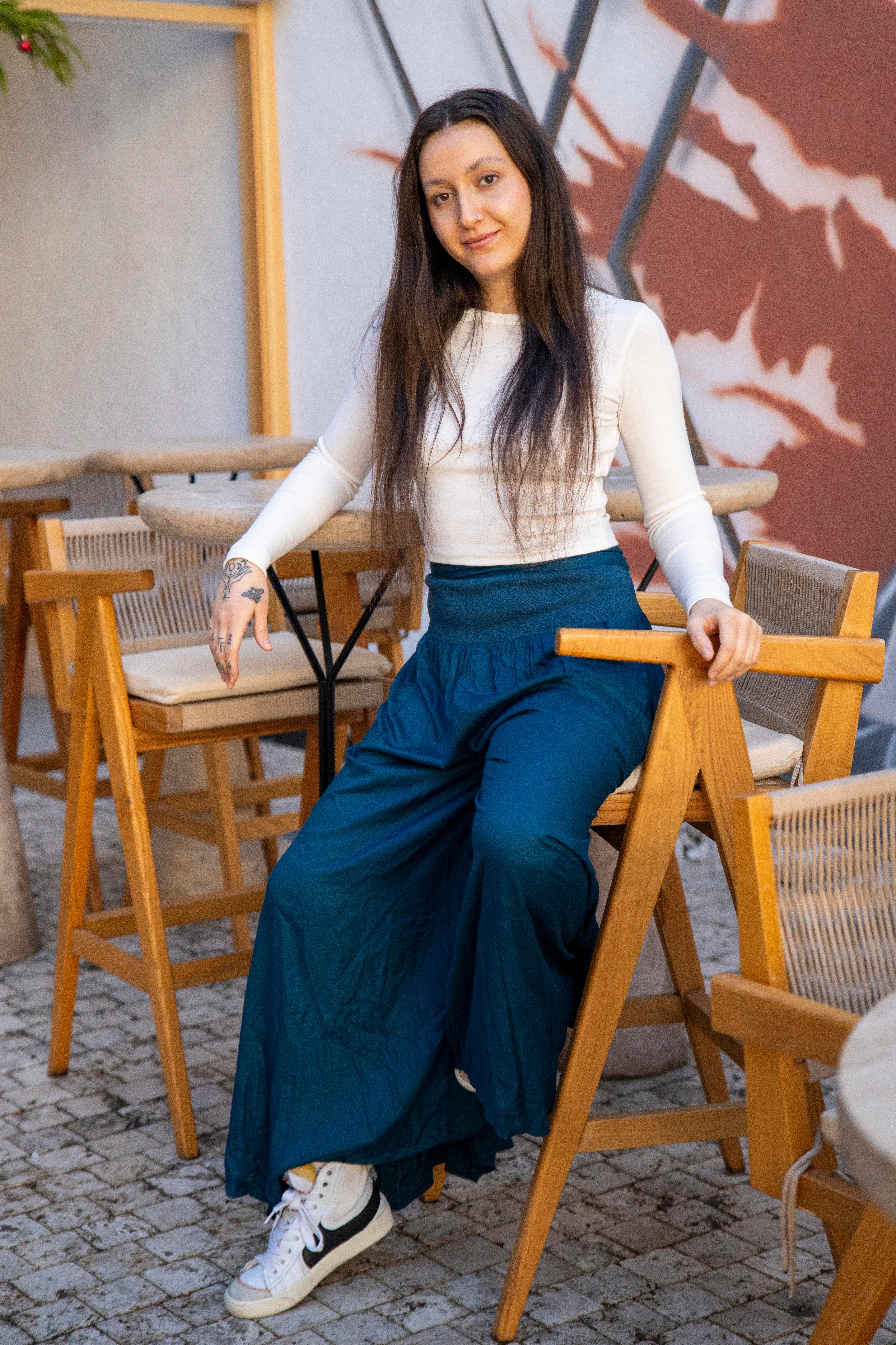 Petrol Mavisi Bohem Pantolon