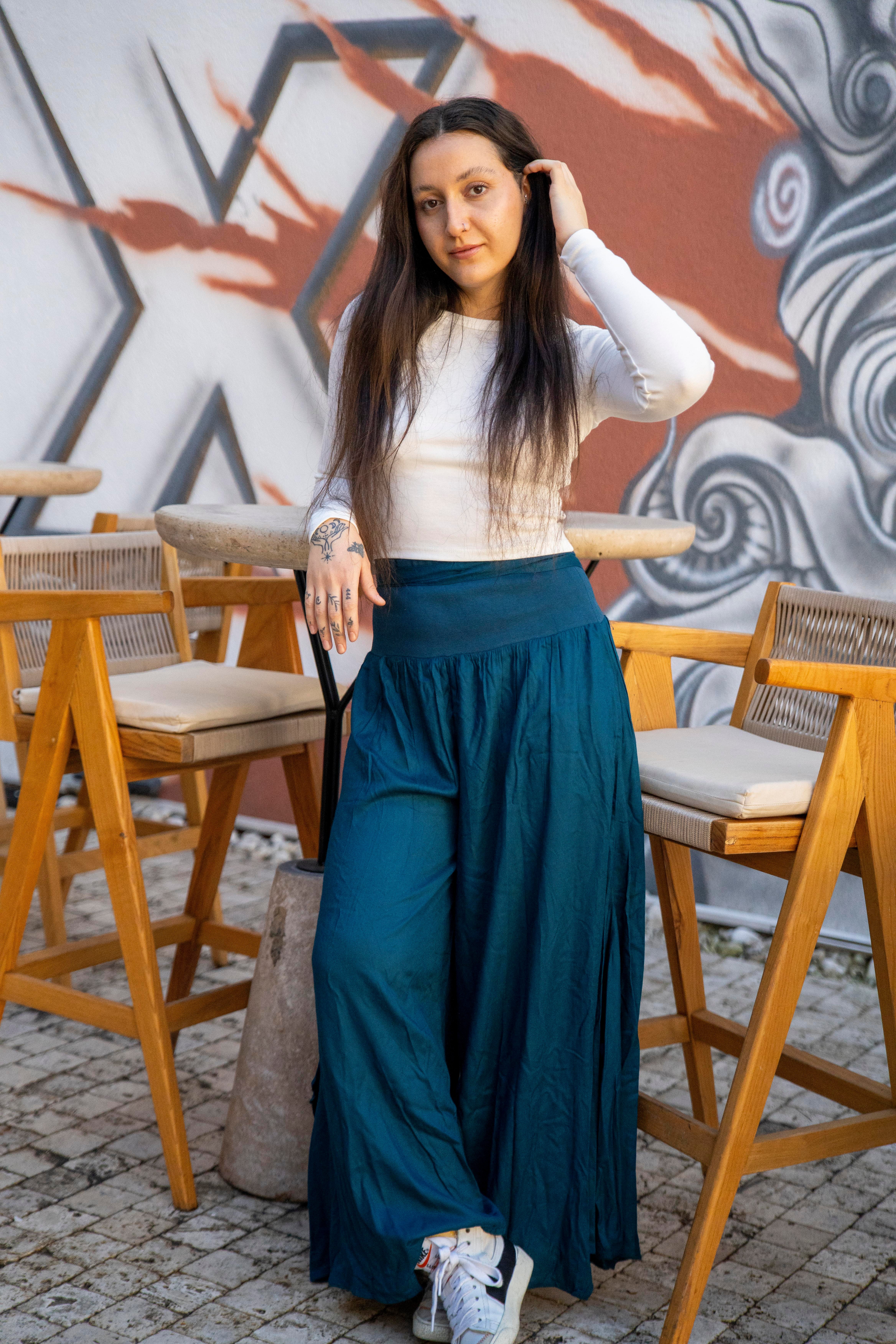 Petrol Mavisi Bohem Pantolon