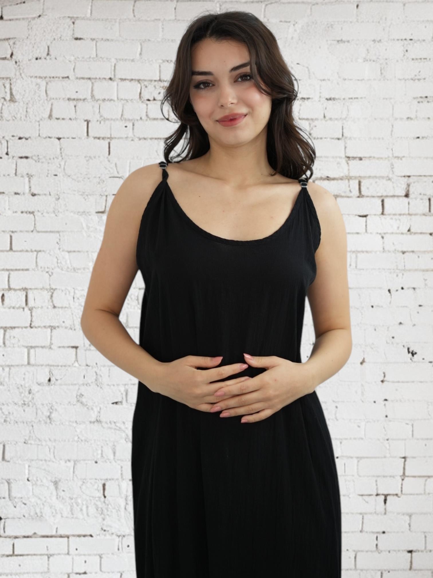 Siyah Askılı Elbise