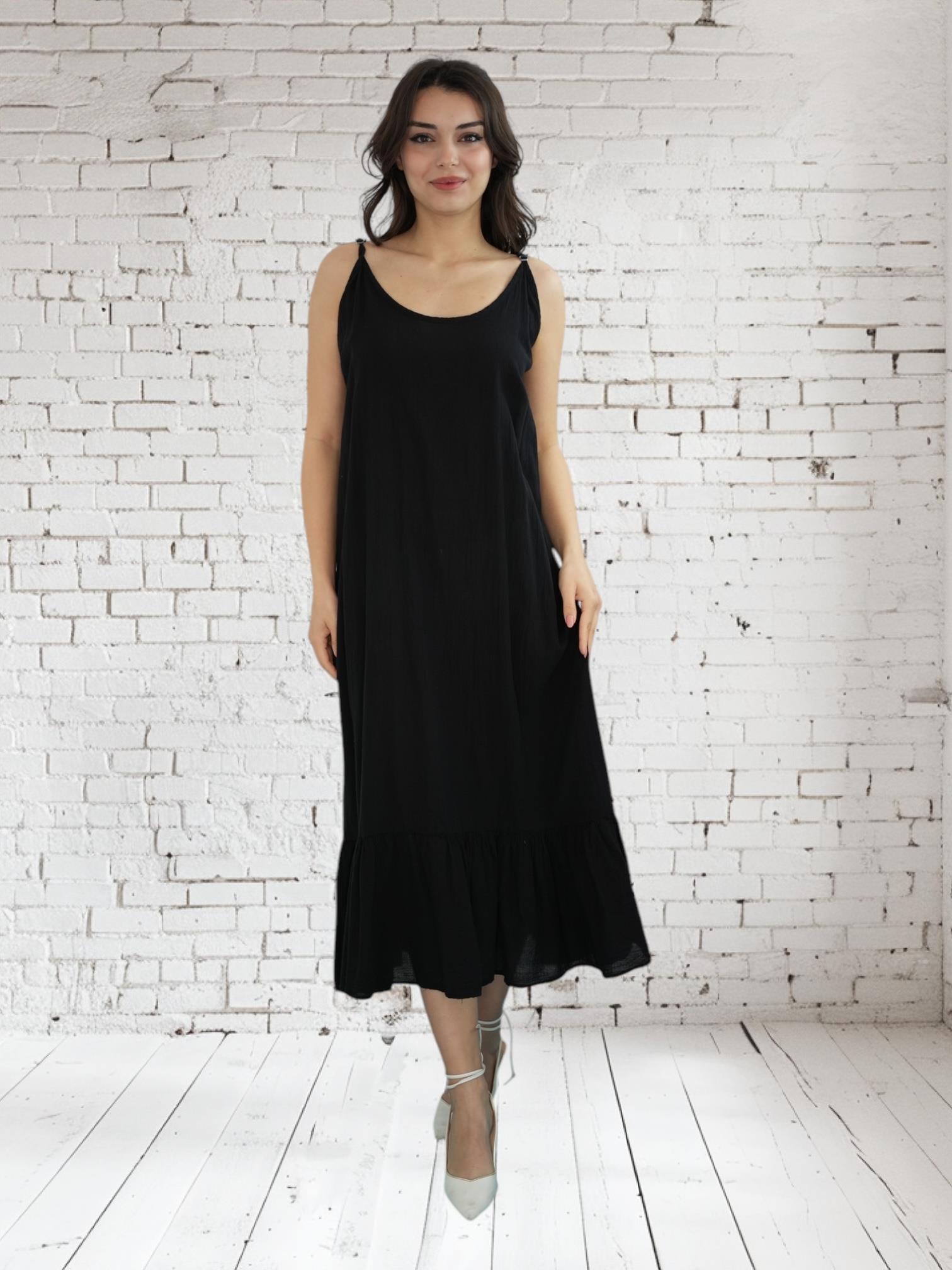 Siyah Askılı Elbise