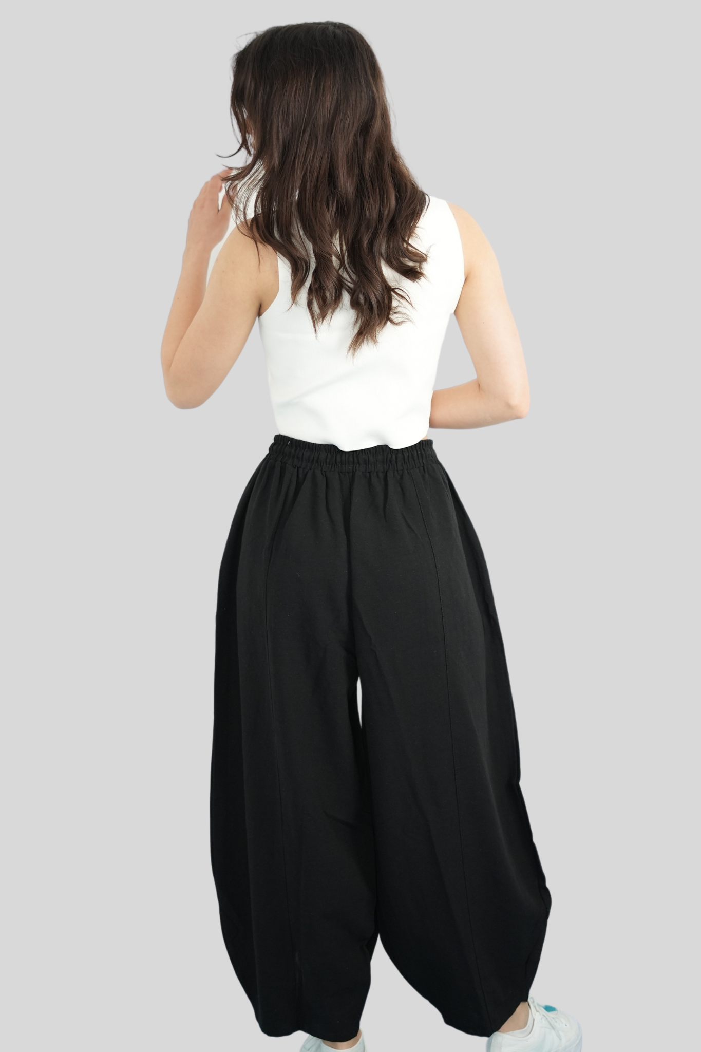 Siyah Beli Lastikli Salaş Pantolon