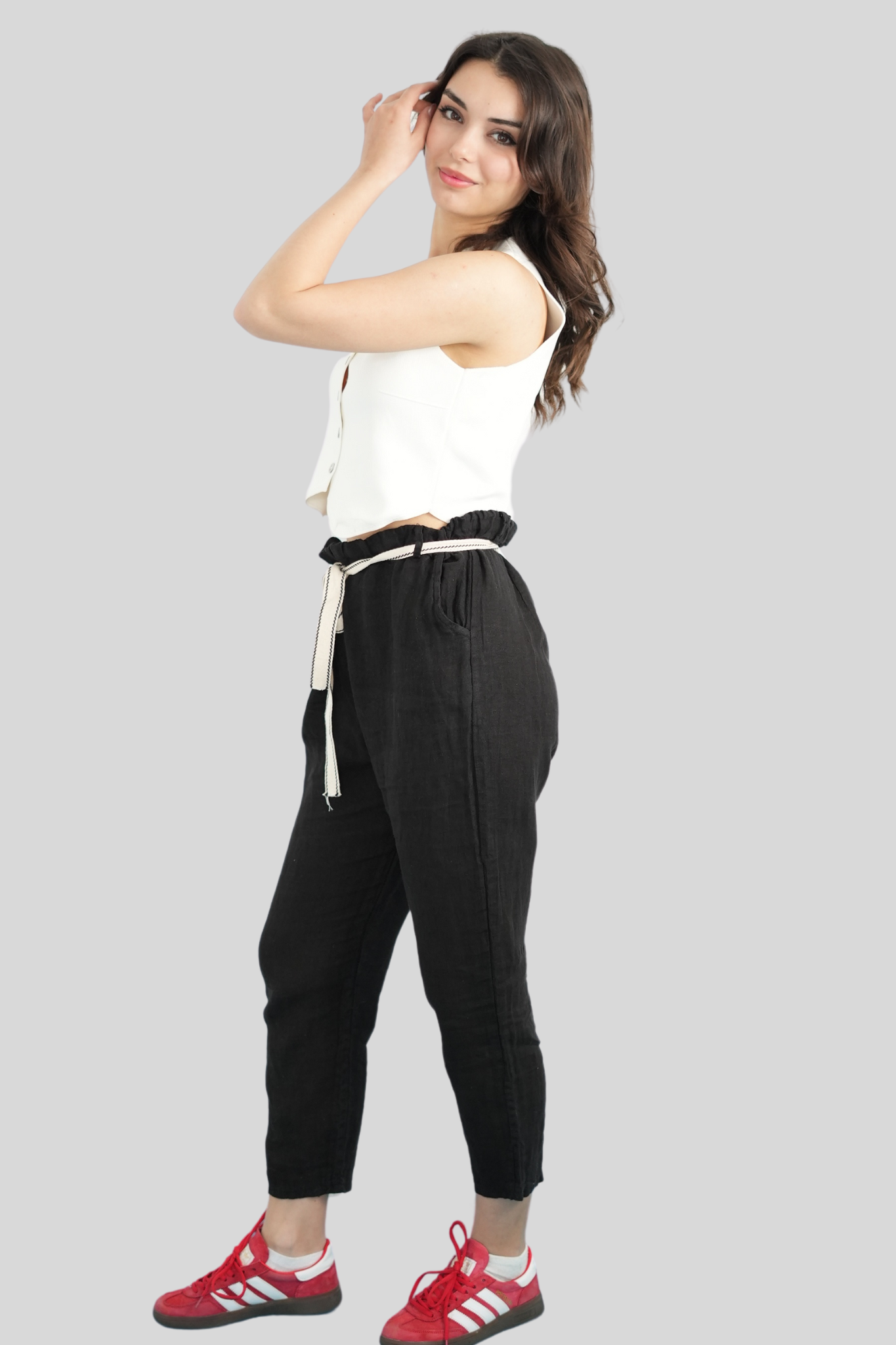 Siyah Renk İtalyan Keten Pantolon