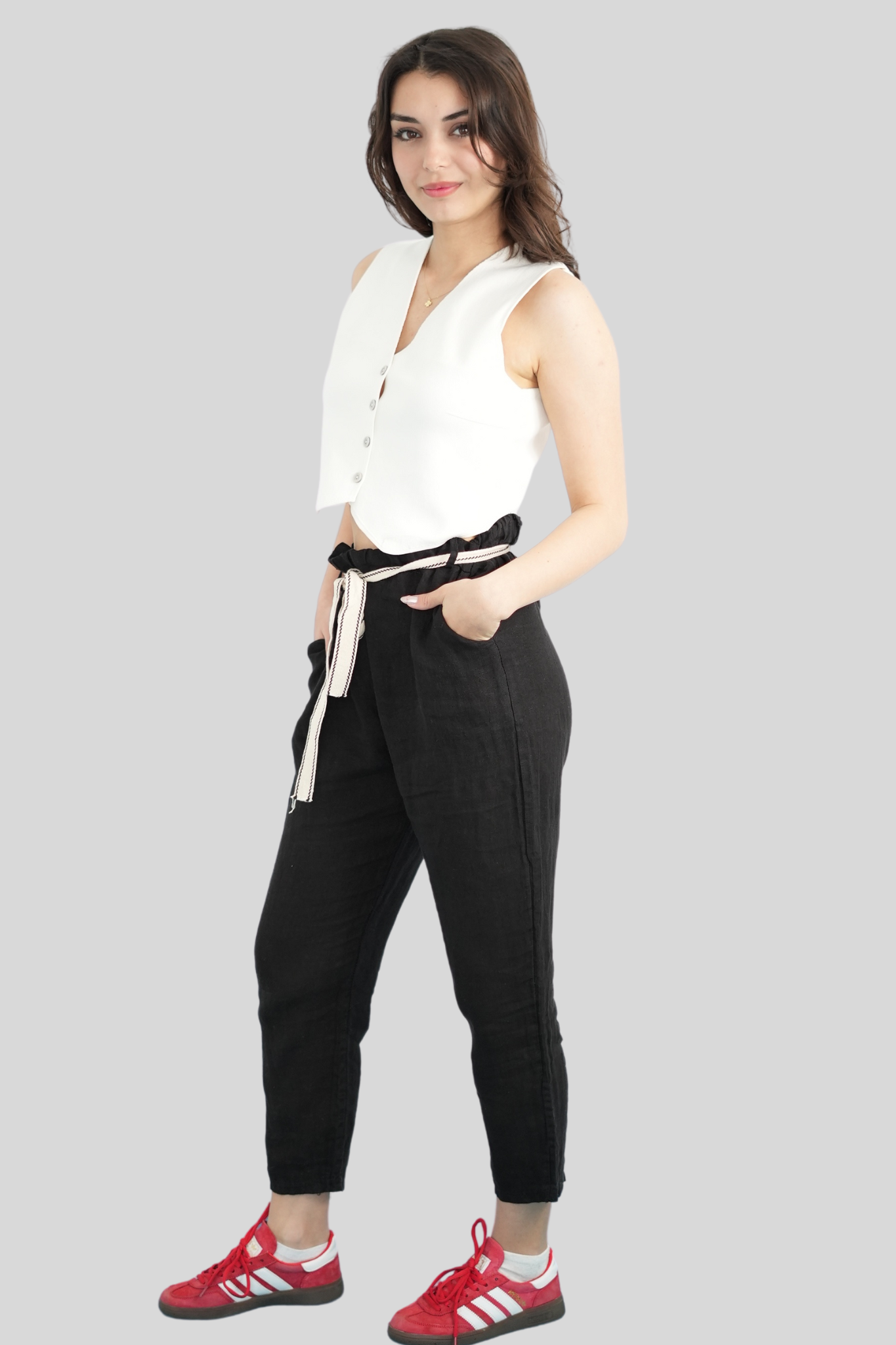 Siyah Renk İtalyan Keten Pantolon