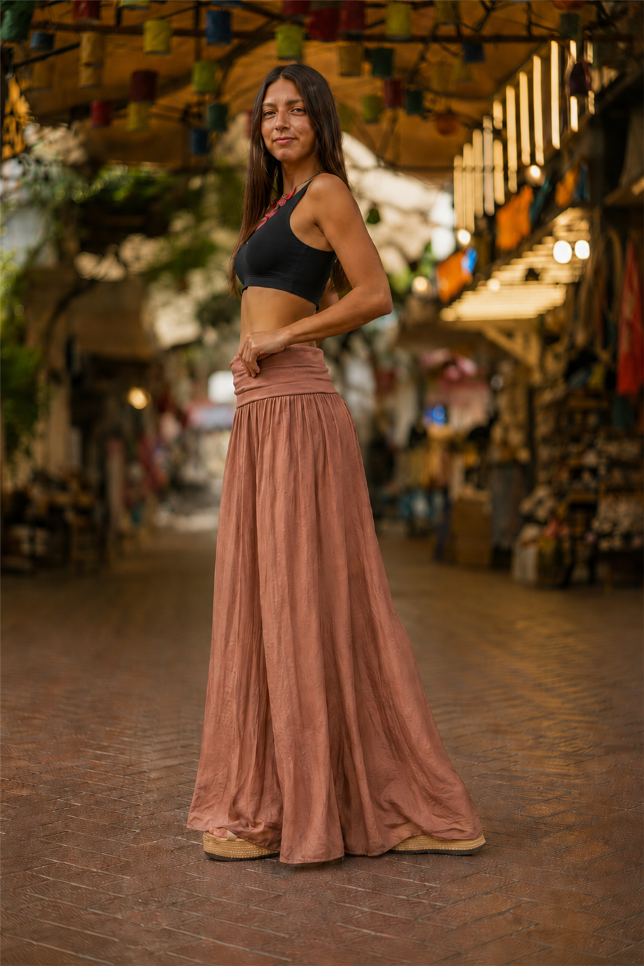 Tarçın Renk İpek Pantolon