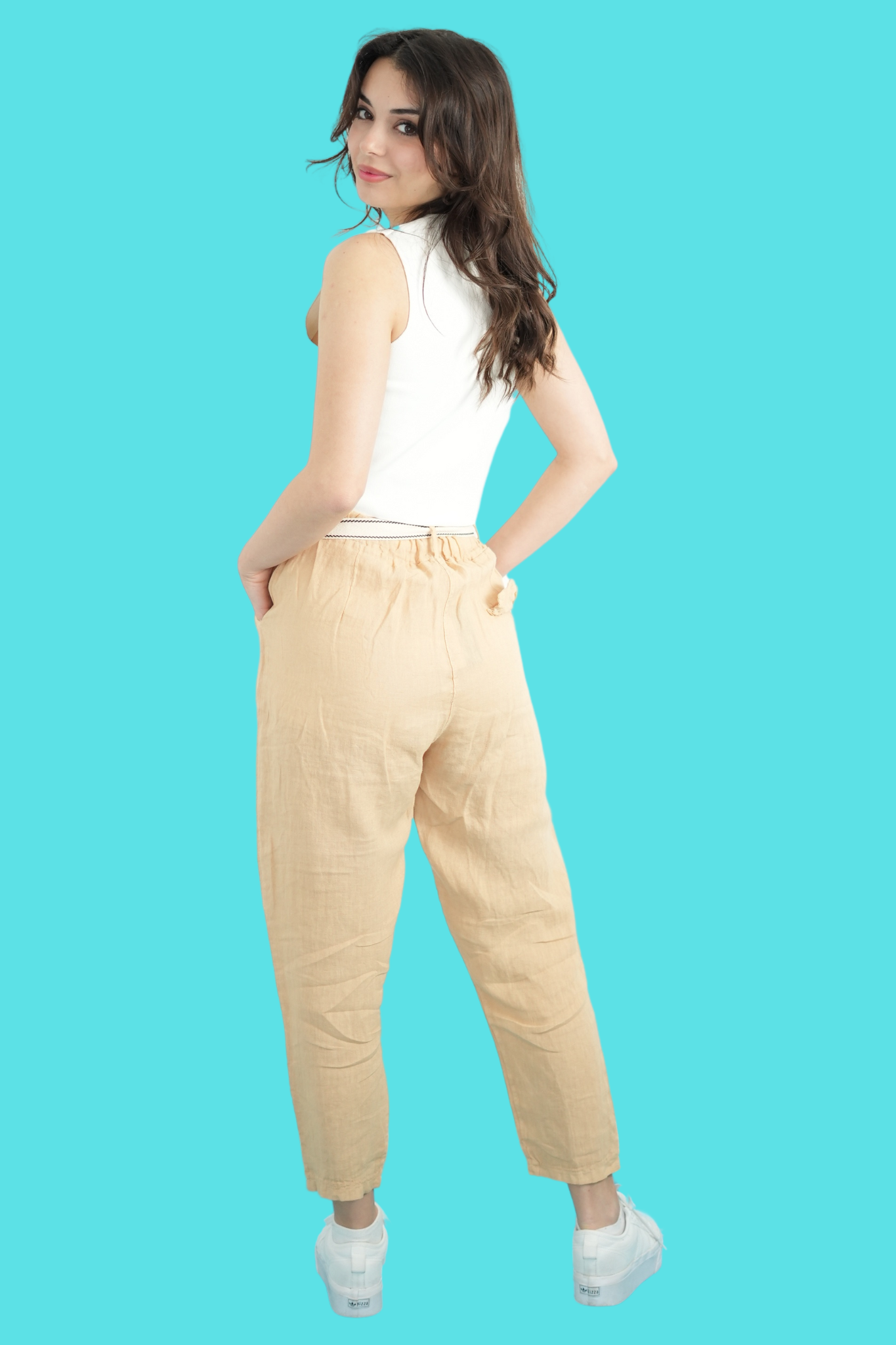 Toprak Rengi İtalyan Keten Pantolon