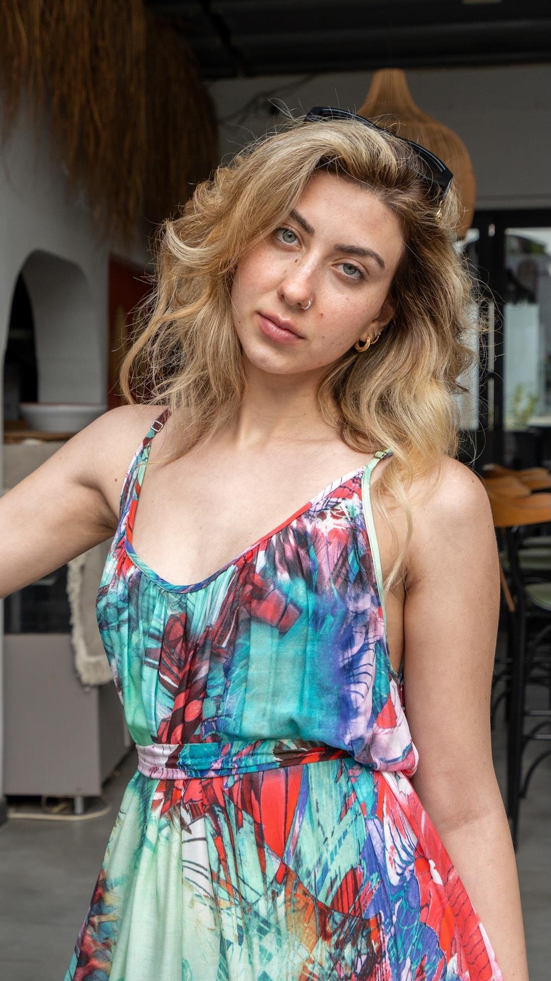 Turkuaz Renk Kuşaklı Elbise