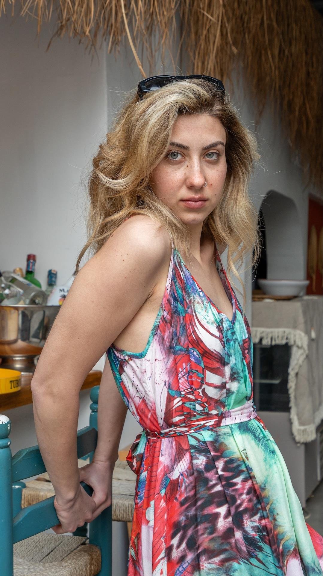 Turkuaz Renk Kuşaklı Elbise