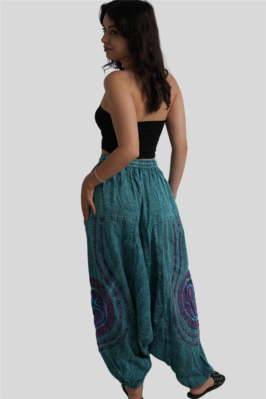 Turkuaz Renk Unisex Bohem Nepal Şalvar