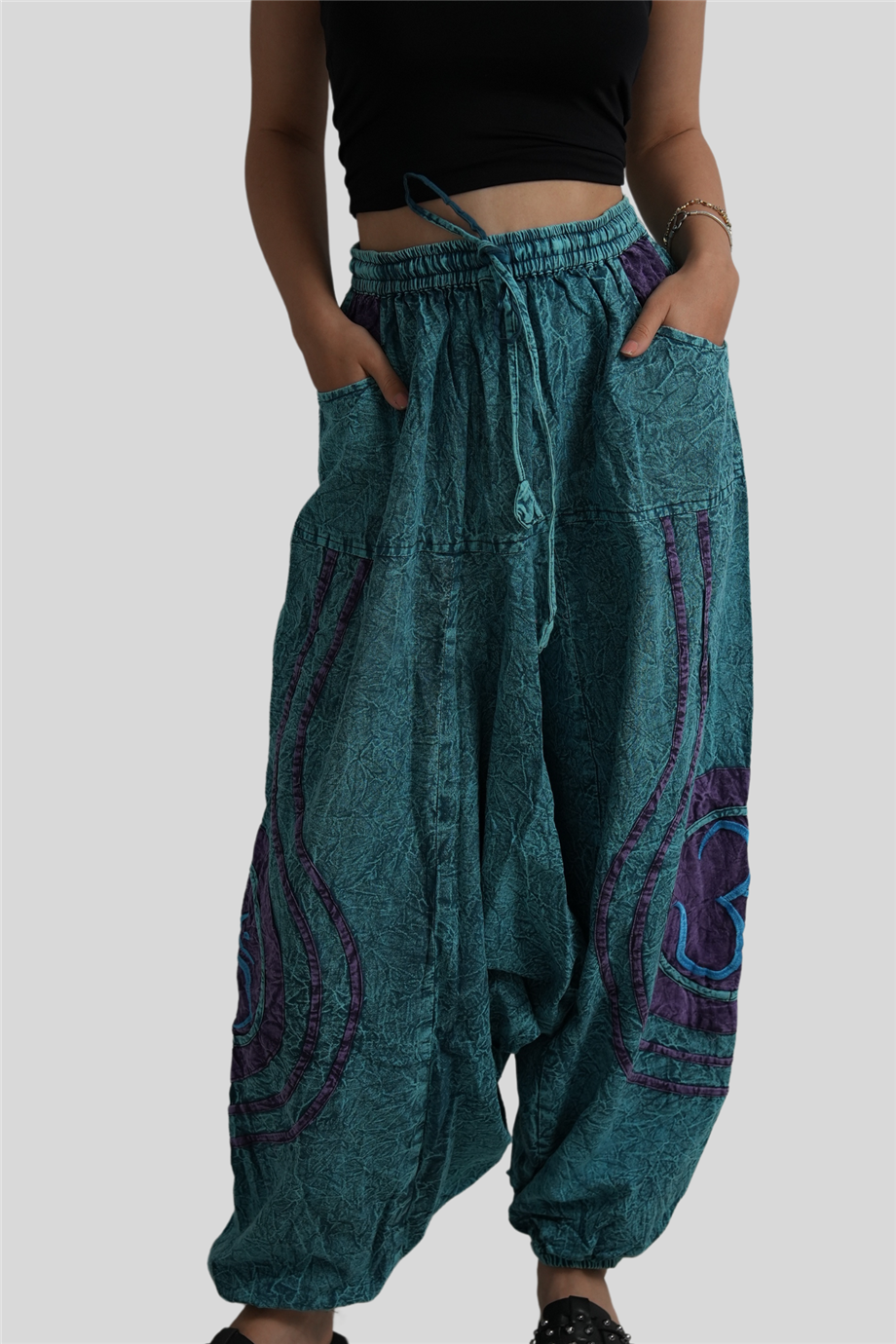 Turkuaz Renk Unisex Bohem Nepal Şalvar
